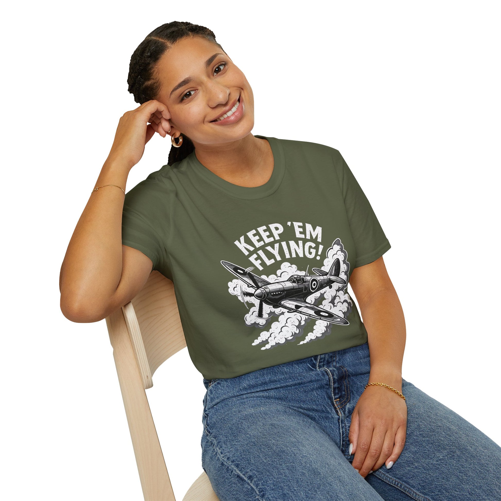 Spitfire Premium T-Shirt – “Keep ’Em Flying!” WWII British Fighter Graphic Tee - Pilot gifts - warbird t-shirt