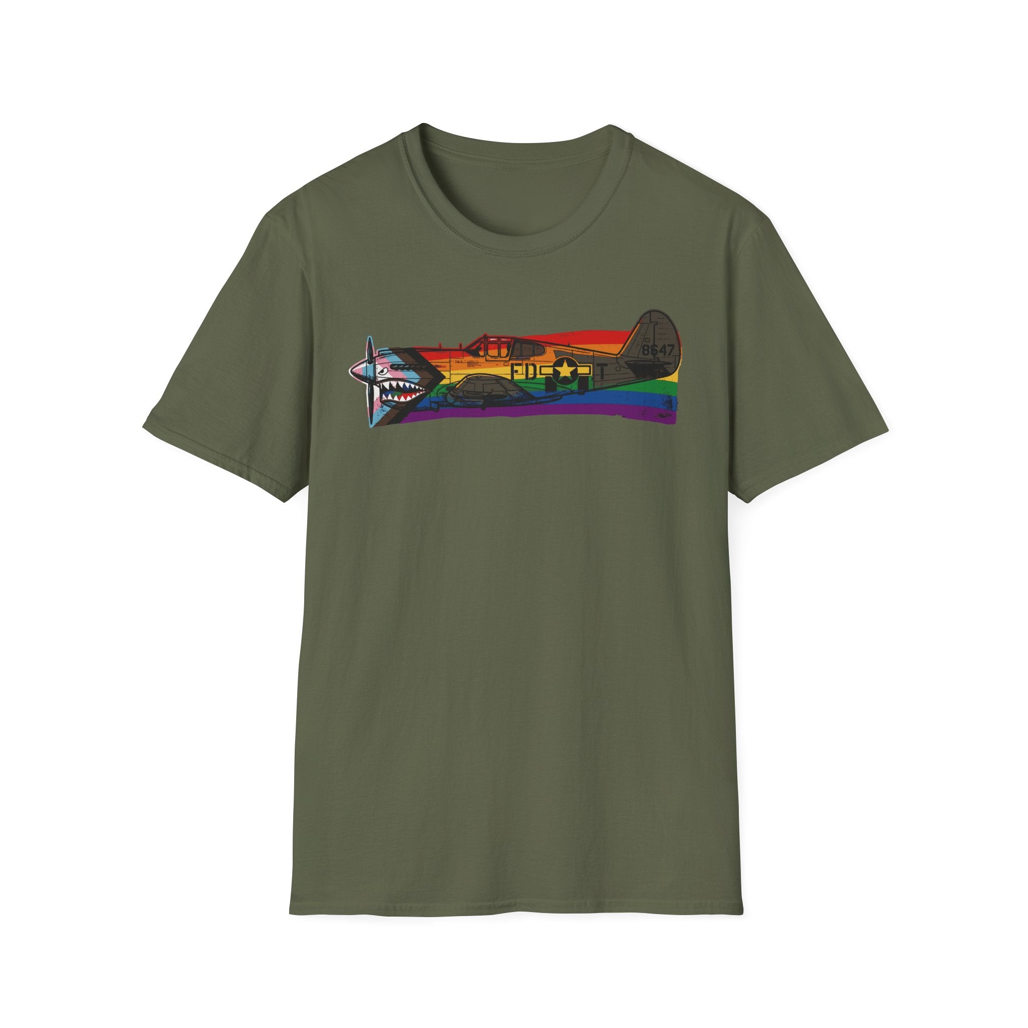 P-40 Warhawk Progress Pride Vintage Warbird T-Shirt