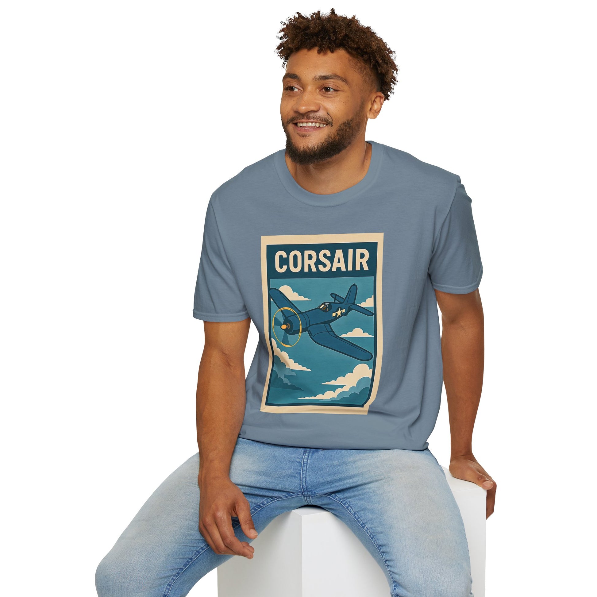 F4U Corsair Premium T-Shirt – Bent-Wing Fighter Full Graphic WWII Aviation Tee - Pilot gifts - warbird t-shirt