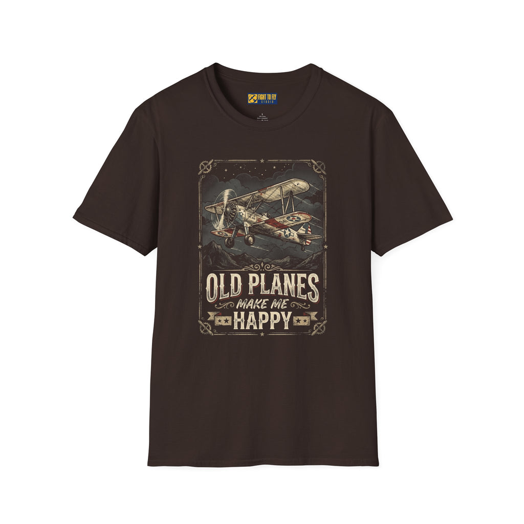 Old Planes Make Me Happy Vintage Biplane Tee