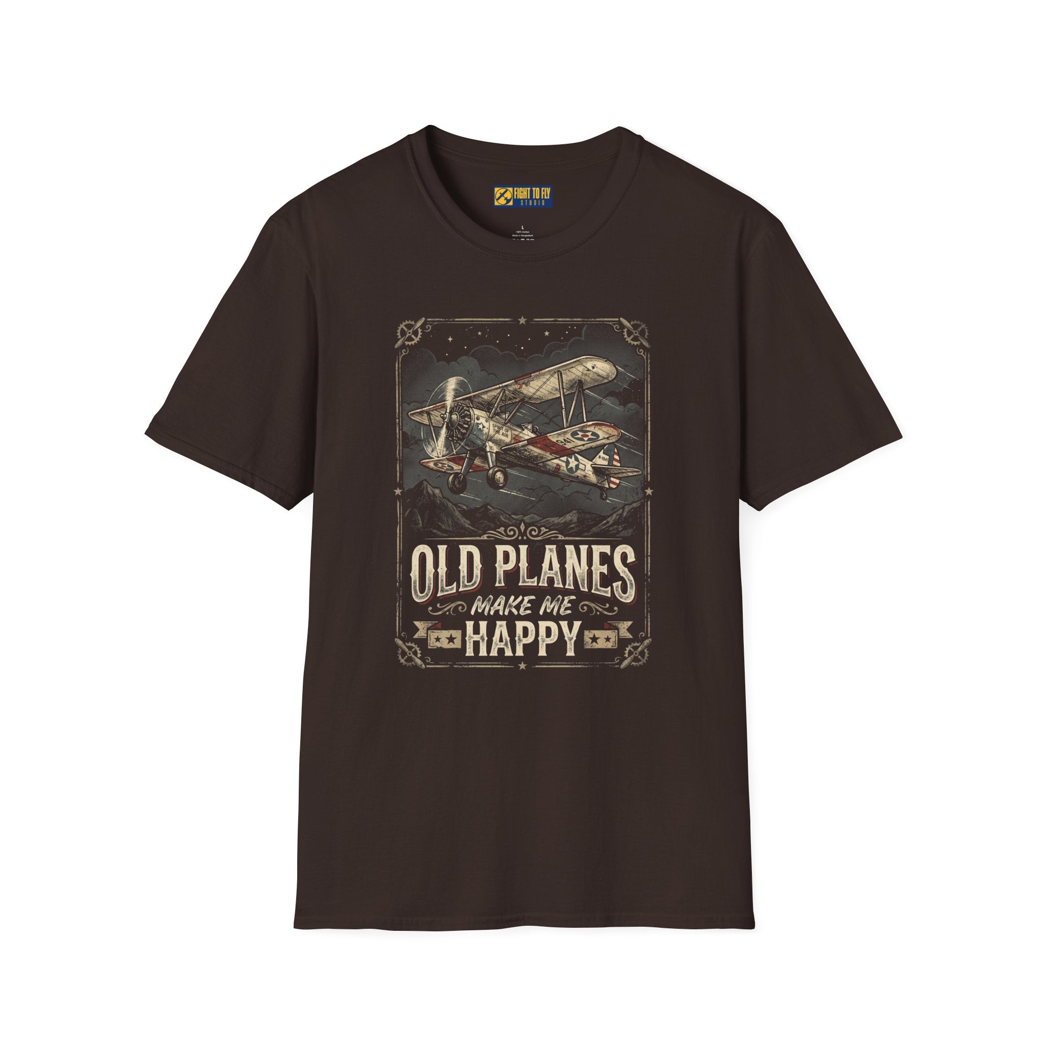 Old Planes Make Me Happy Vintage Biplane Tee