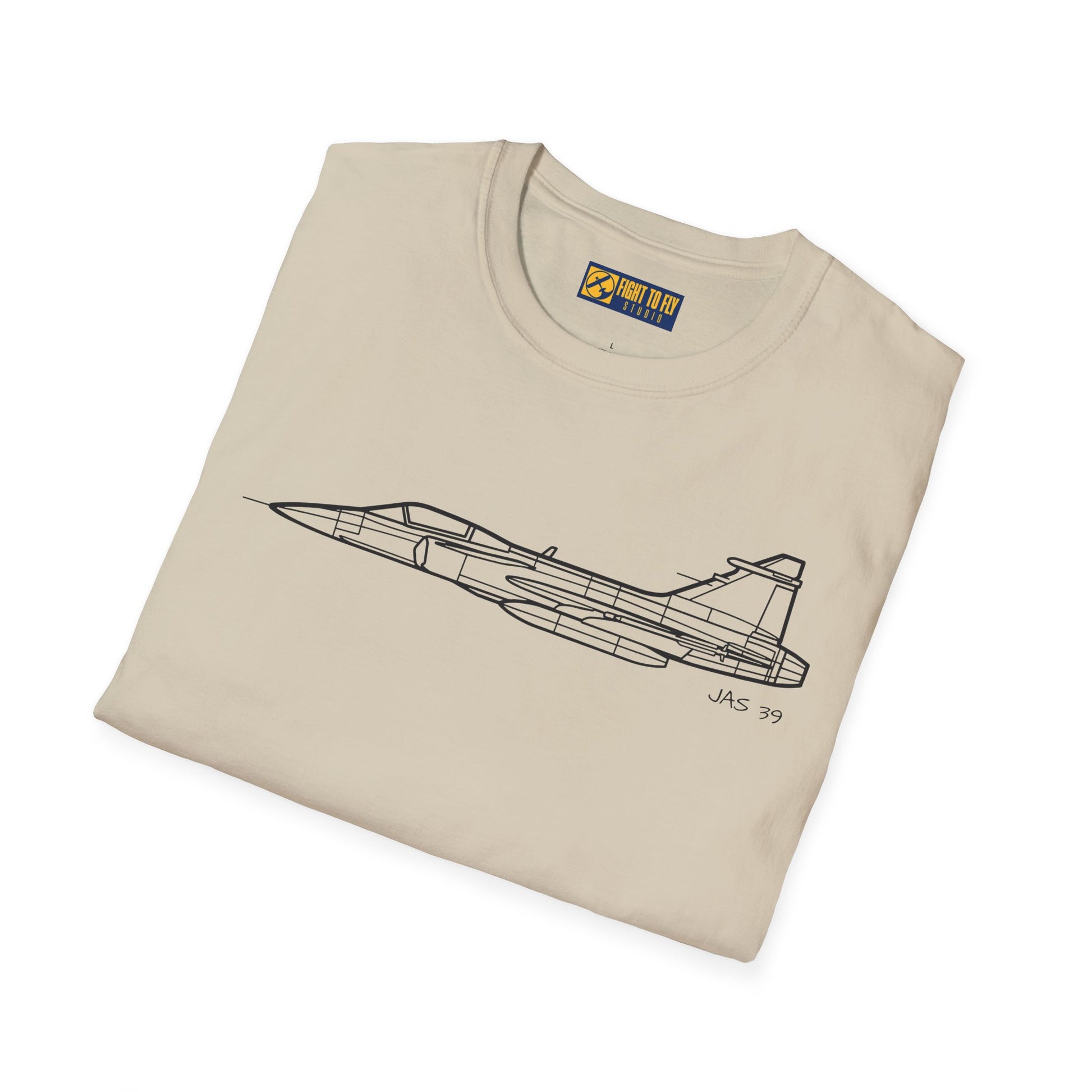 JAS 39 T-Shirt – JAS 39 Multirole Fighter Jet Side Profile Aviation Tee