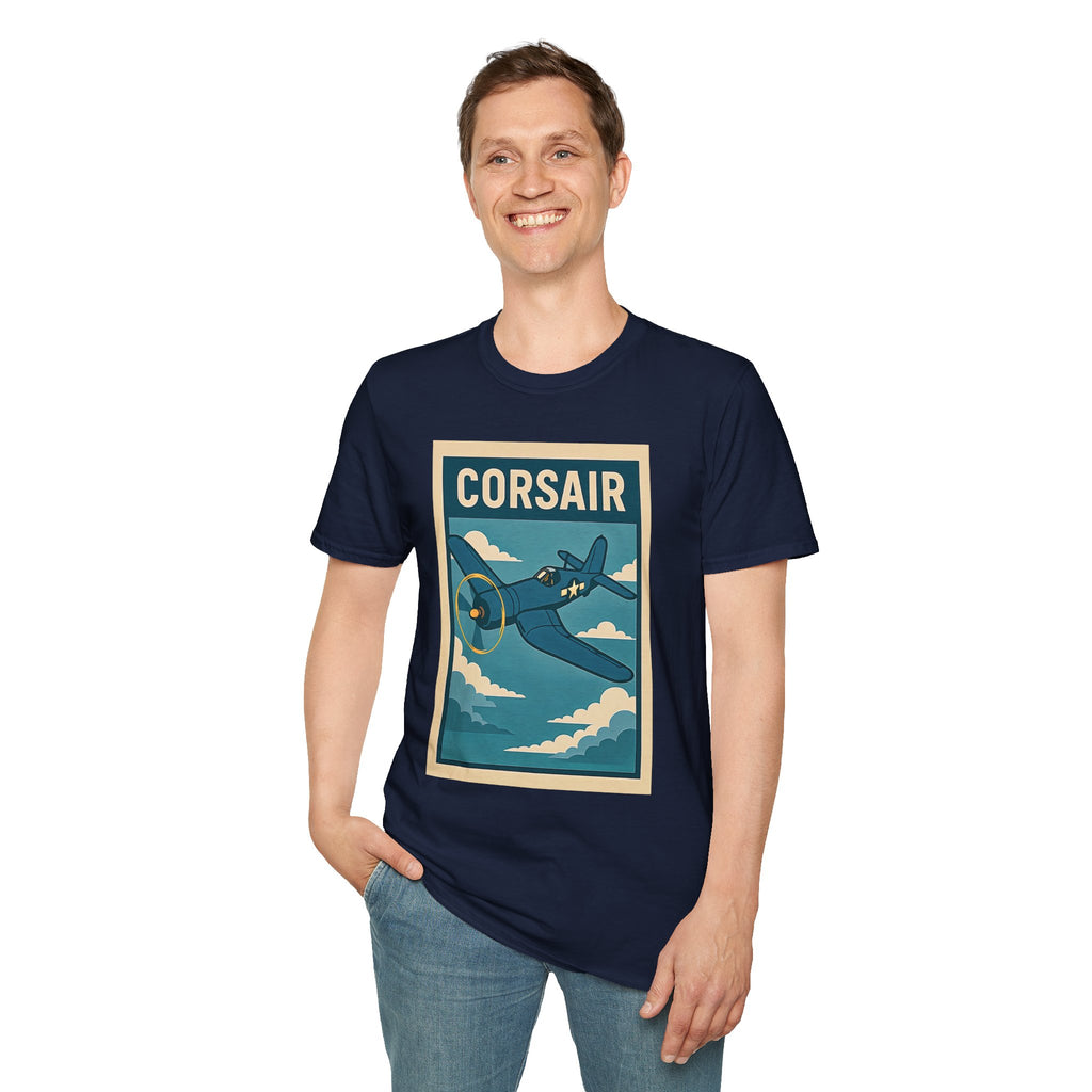 F4U Corsair Premium T-Shirt – Bent-Wing Fighter Full Graphic WWII Aviation Tee - Pilot gifts - warbird t-shirt