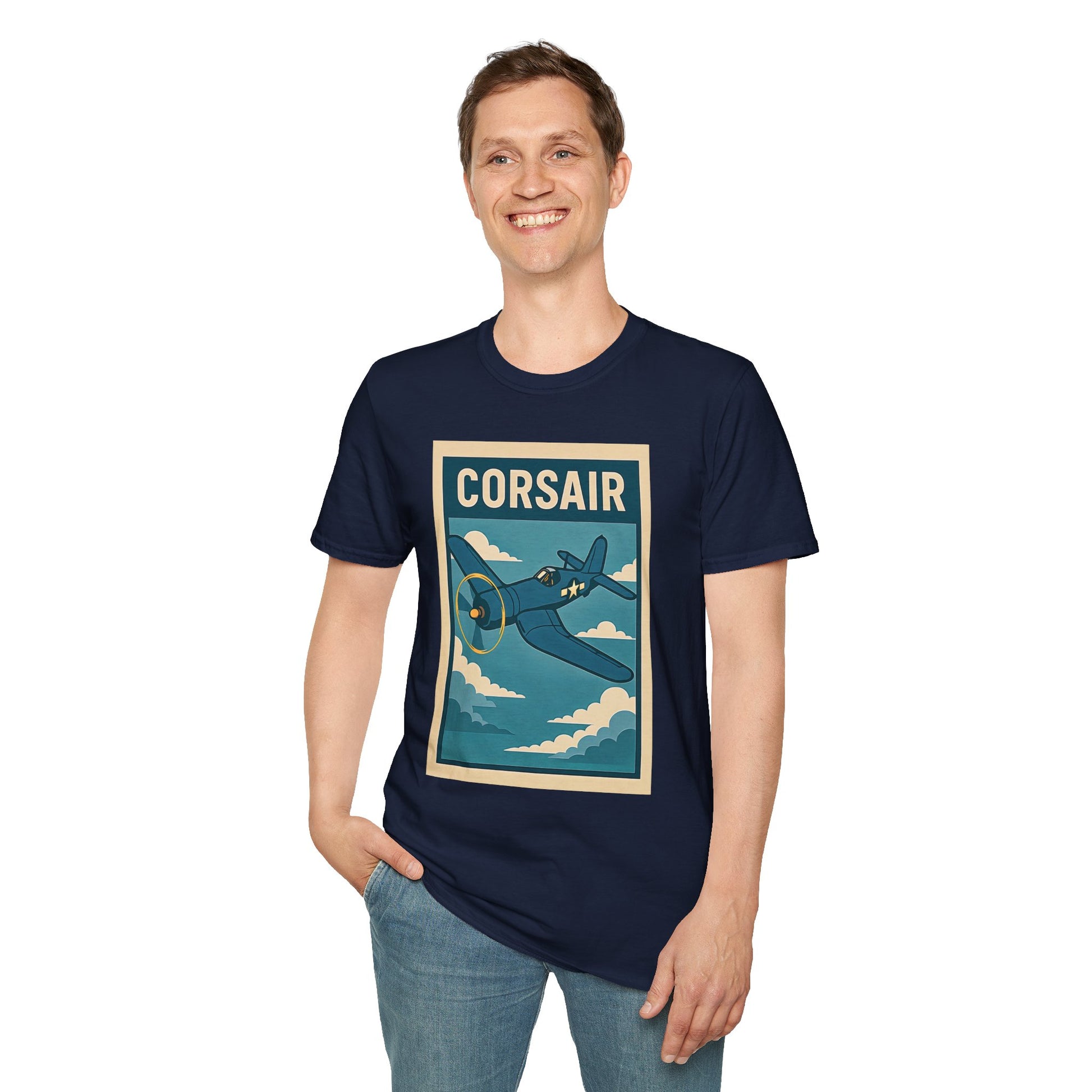 F4U Corsair Premium T-Shirt – Bent-Wing Fighter Full Graphic WWII Aviation Tee - Pilot gifts - warbird t-shirt