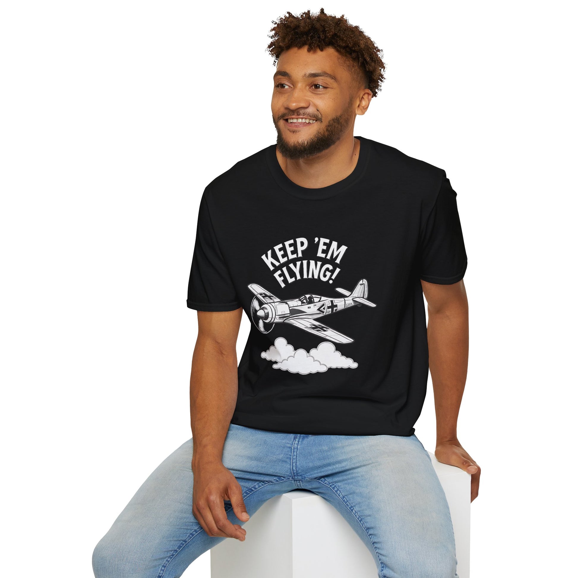 Fw 190 Premium T-Shirt – “Keep ’Em Flying!” WWII Fighter Graphic Tee - Pilot gifts - warbird t-shirt