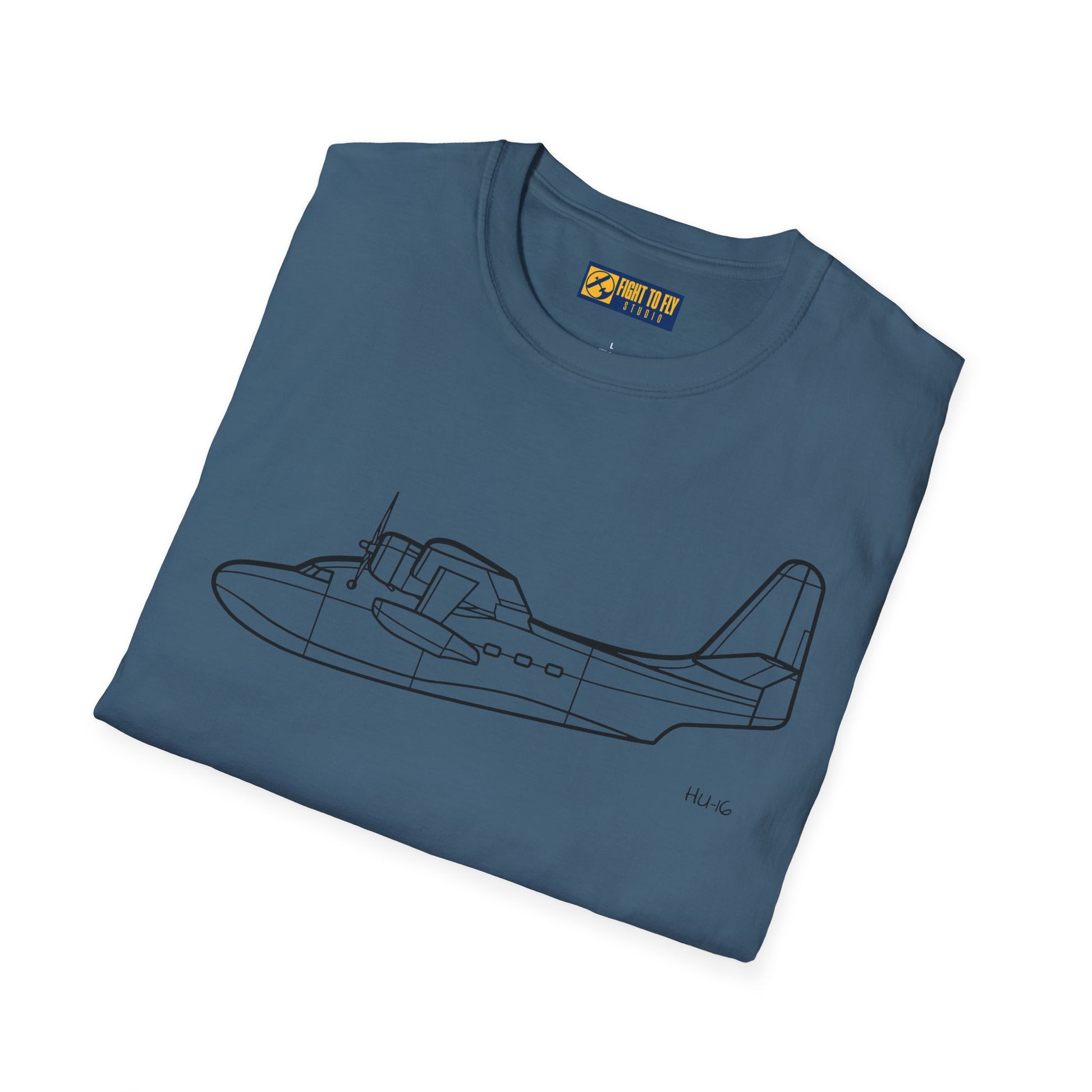 HU-16 T-Shirt – HU-16 Amphibious Rescue Aircraft Side Profile Aviation Tee