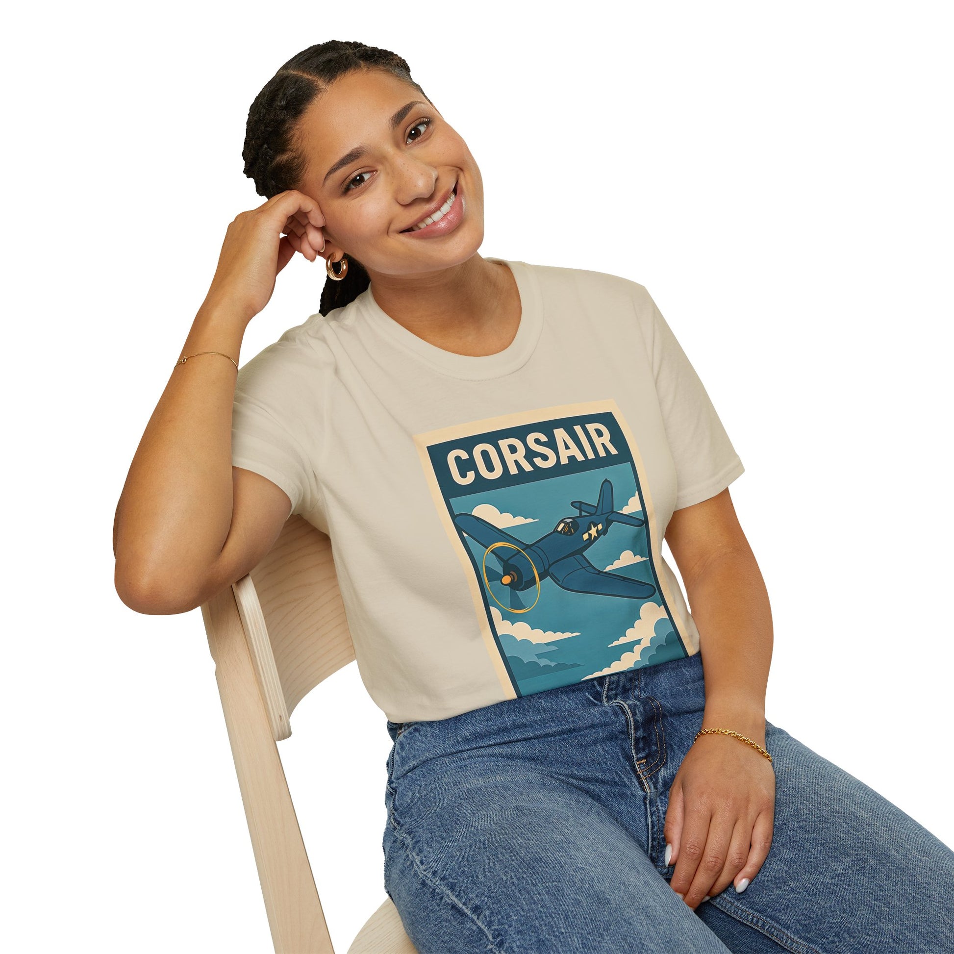 F4U Corsair Premium T-Shirt – Bent-Wing Fighter Full Graphic WWII Aviation Tee - Pilot gifts - warbird t-shirt