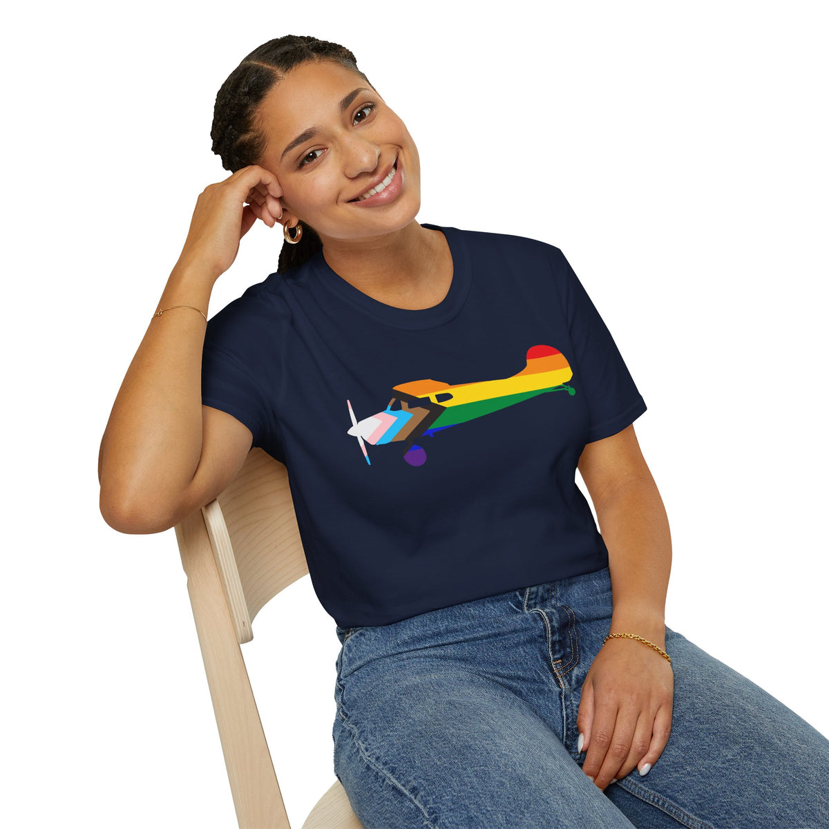 Cessna 170 Progress Pride Airplane Silhouette T-Shirt