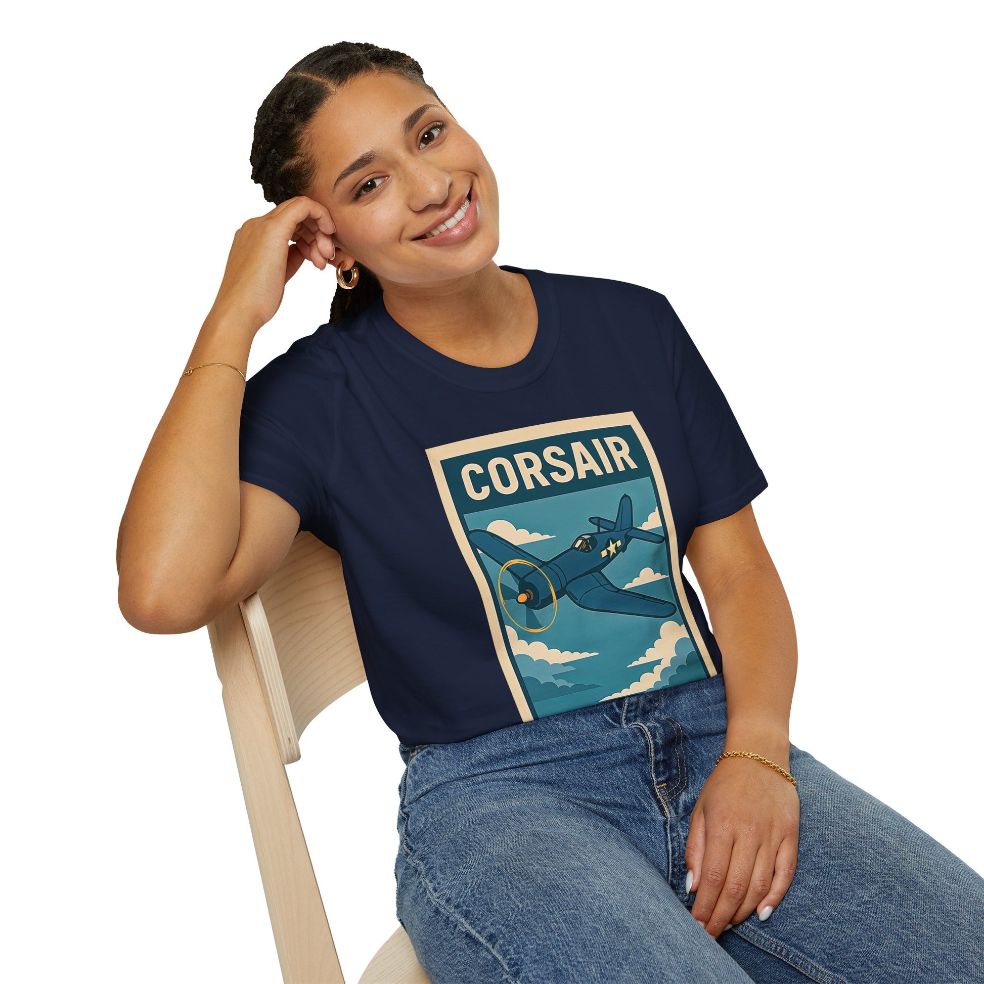 F4U Corsair Premium T-Shirt – Bent-Wing Fighter Full Graphic WWII Aviation Tee - Pilot gifts - warbird t-shirt