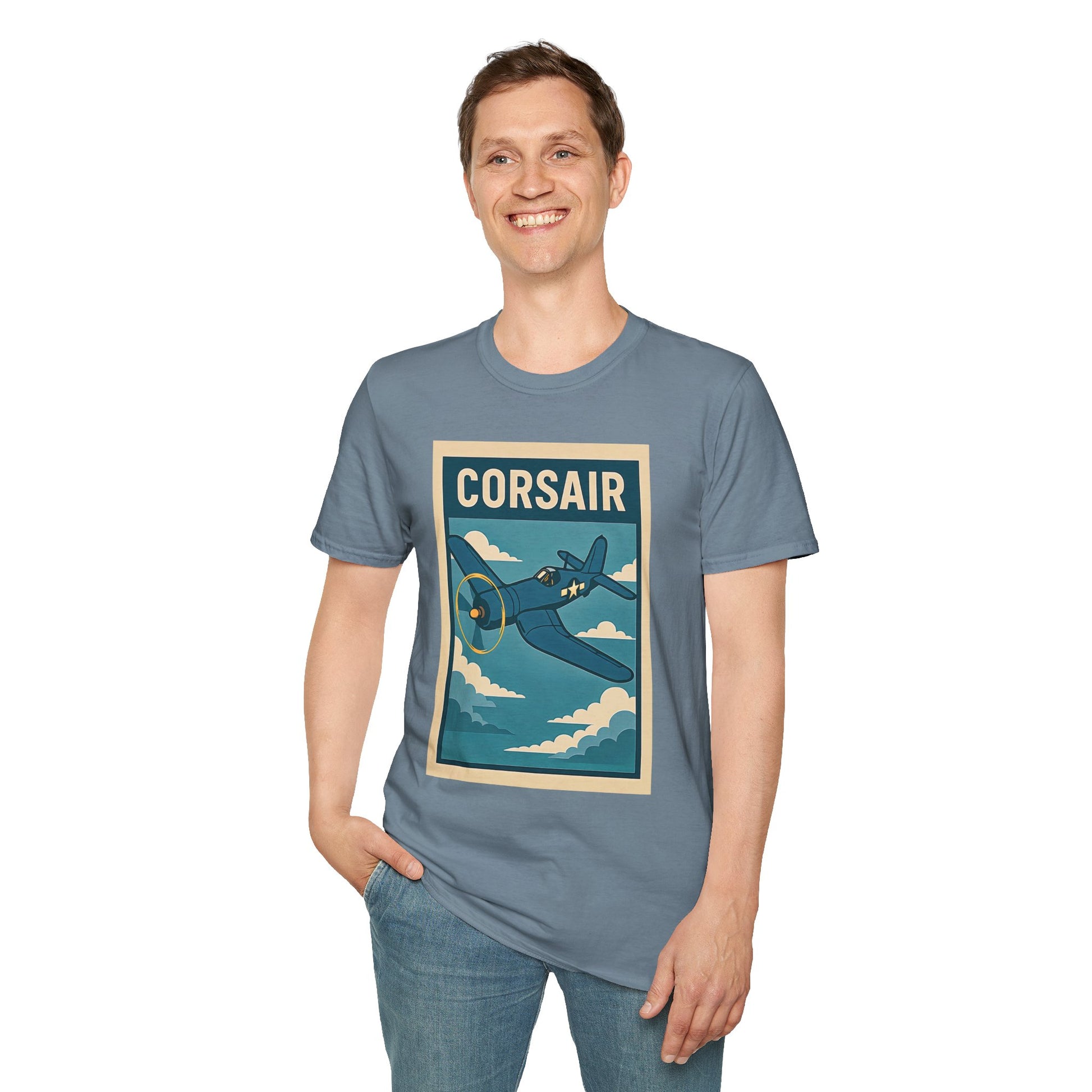 F4U Corsair Premium T-Shirt – Bent-Wing Fighter Full Graphic WWII Aviation Tee - Pilot gifts - warbird t-shirt