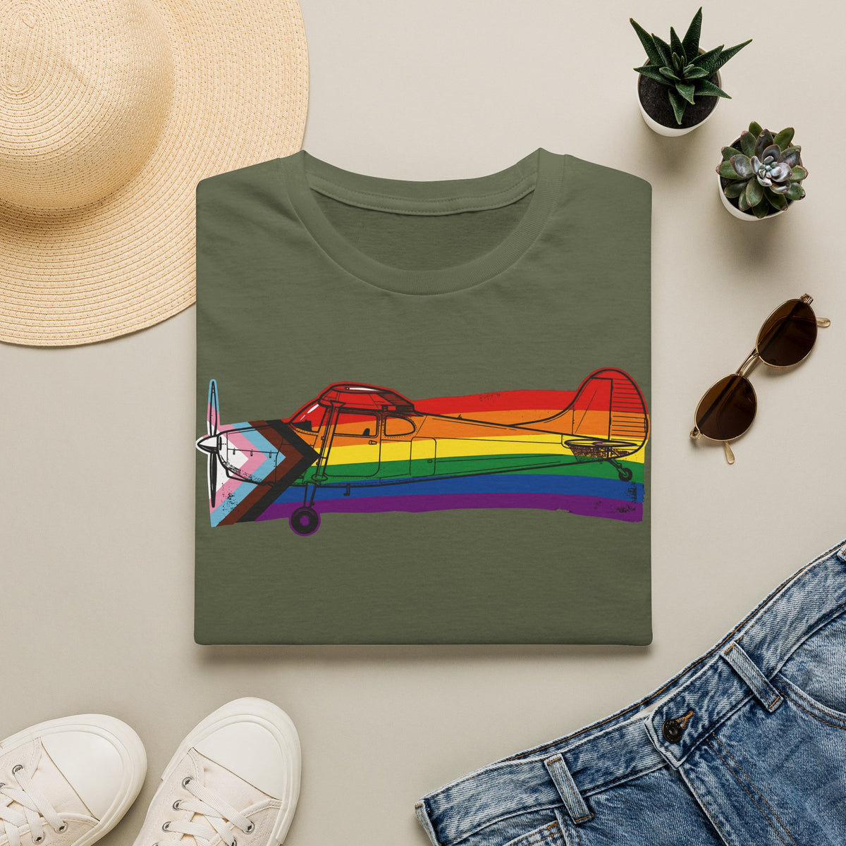 Title Cessna 170 Progress Pride Vintage Airplane Ribbo T-Shirt