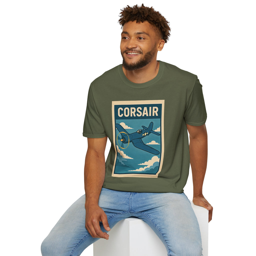F4U Corsair Premium T-Shirt – Bent-Wing Fighter Full Graphic WWII Aviation Tee - Pilot gifts - warbird t-shirt