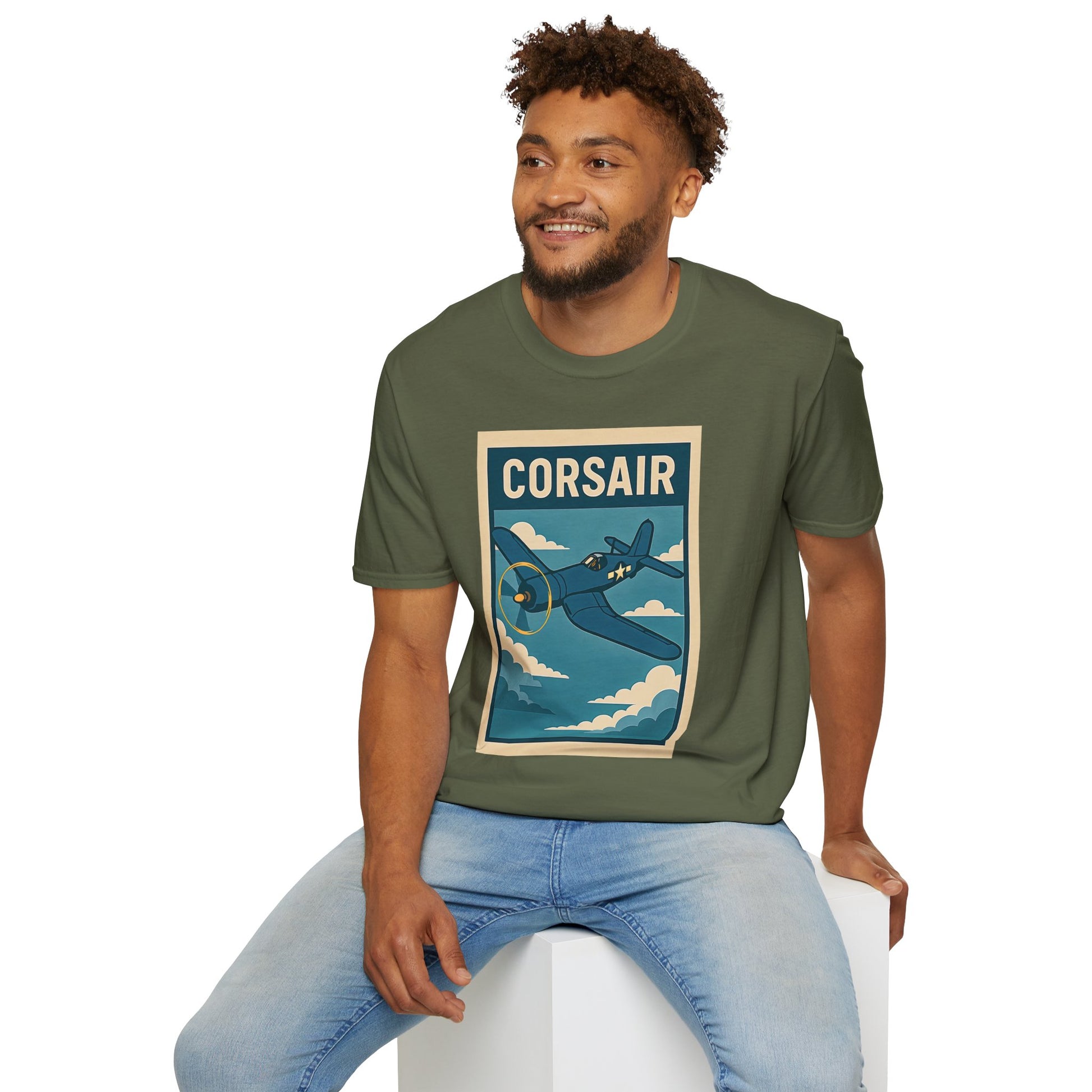 F4U Corsair Premium T-Shirt – Bent-Wing Fighter Full Graphic WWII Aviation Tee - Pilot gifts - warbird t-shirt