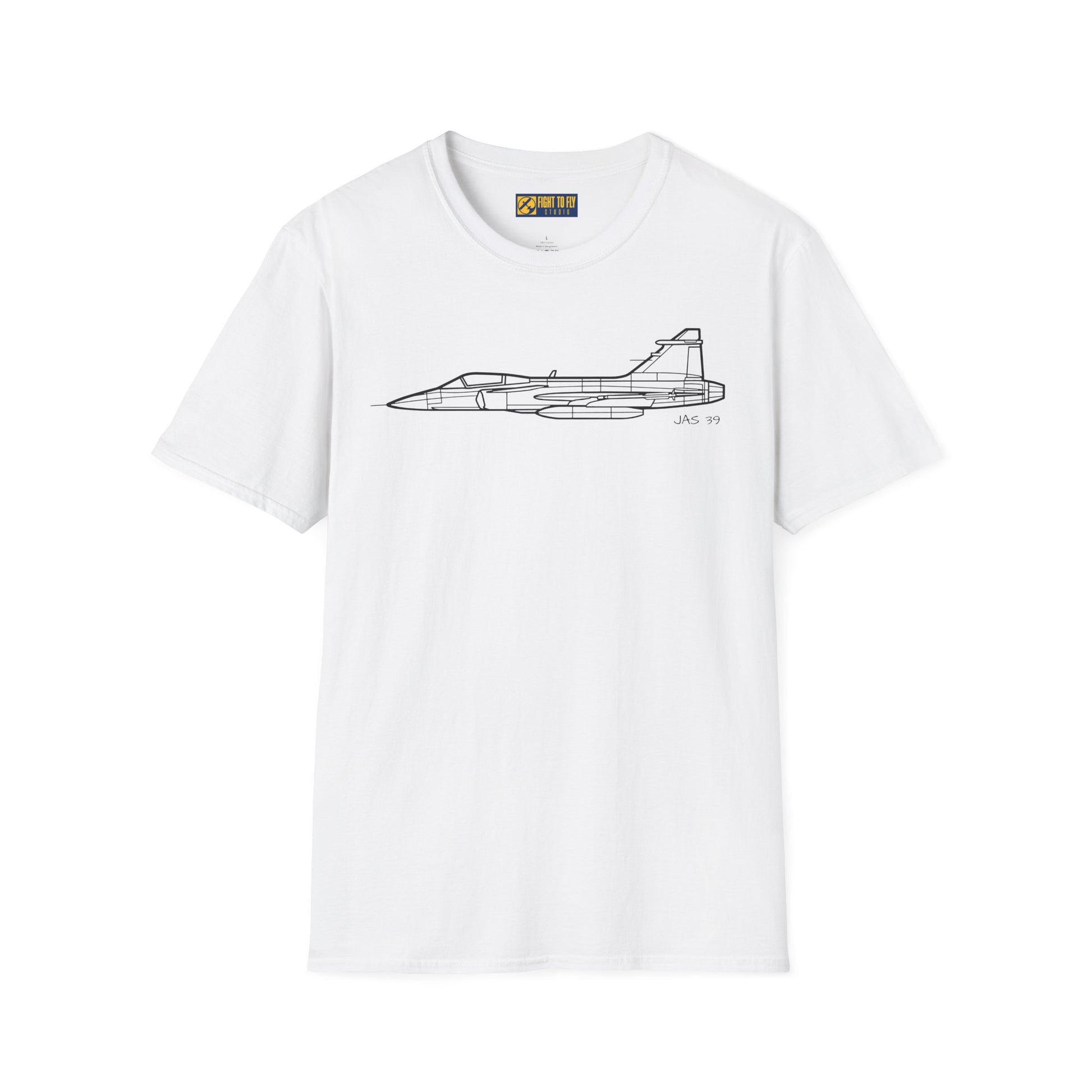 JAS 39 T-Shirt – JAS 39 Multirole Fighter Jet Side Profile Aviation Tee