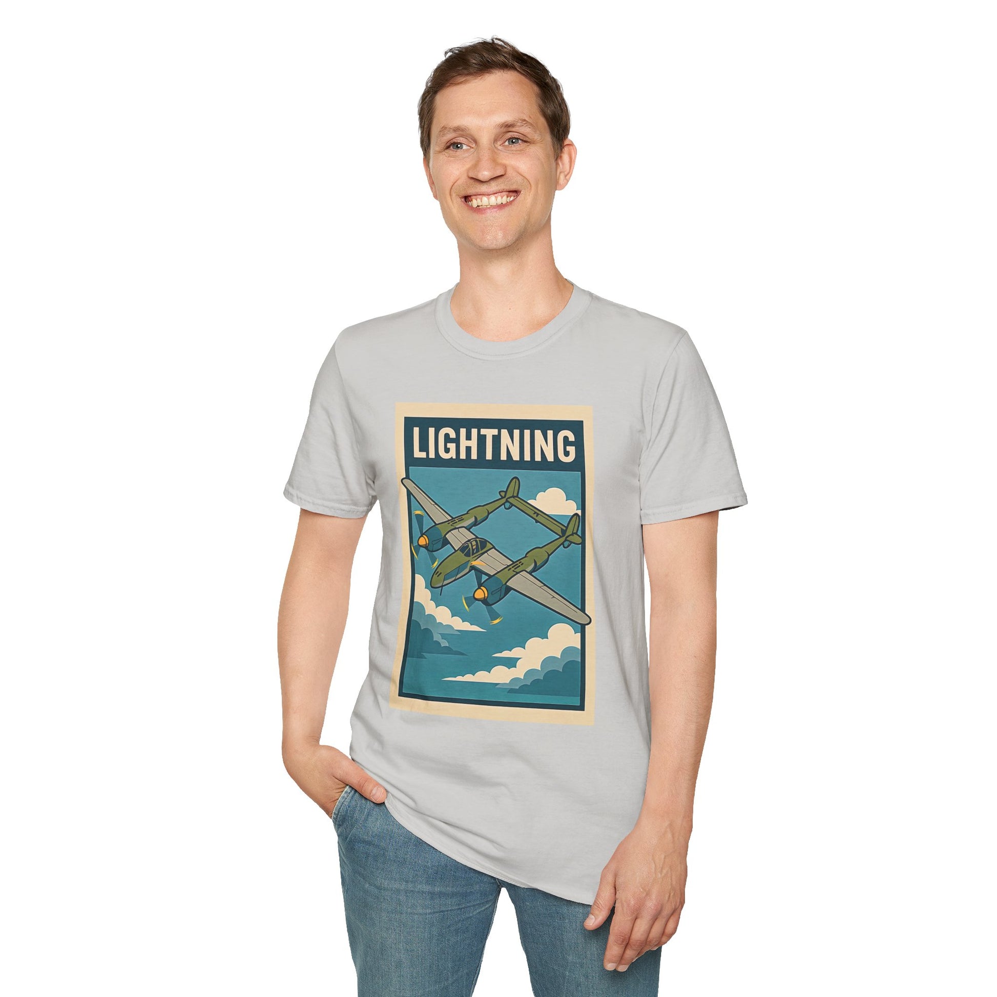 Lightning Premium T-Shirt – Twin-Boom Fighter Full Graphic WWII Aviation Tee - Pilot gifts - warbird t-shirt