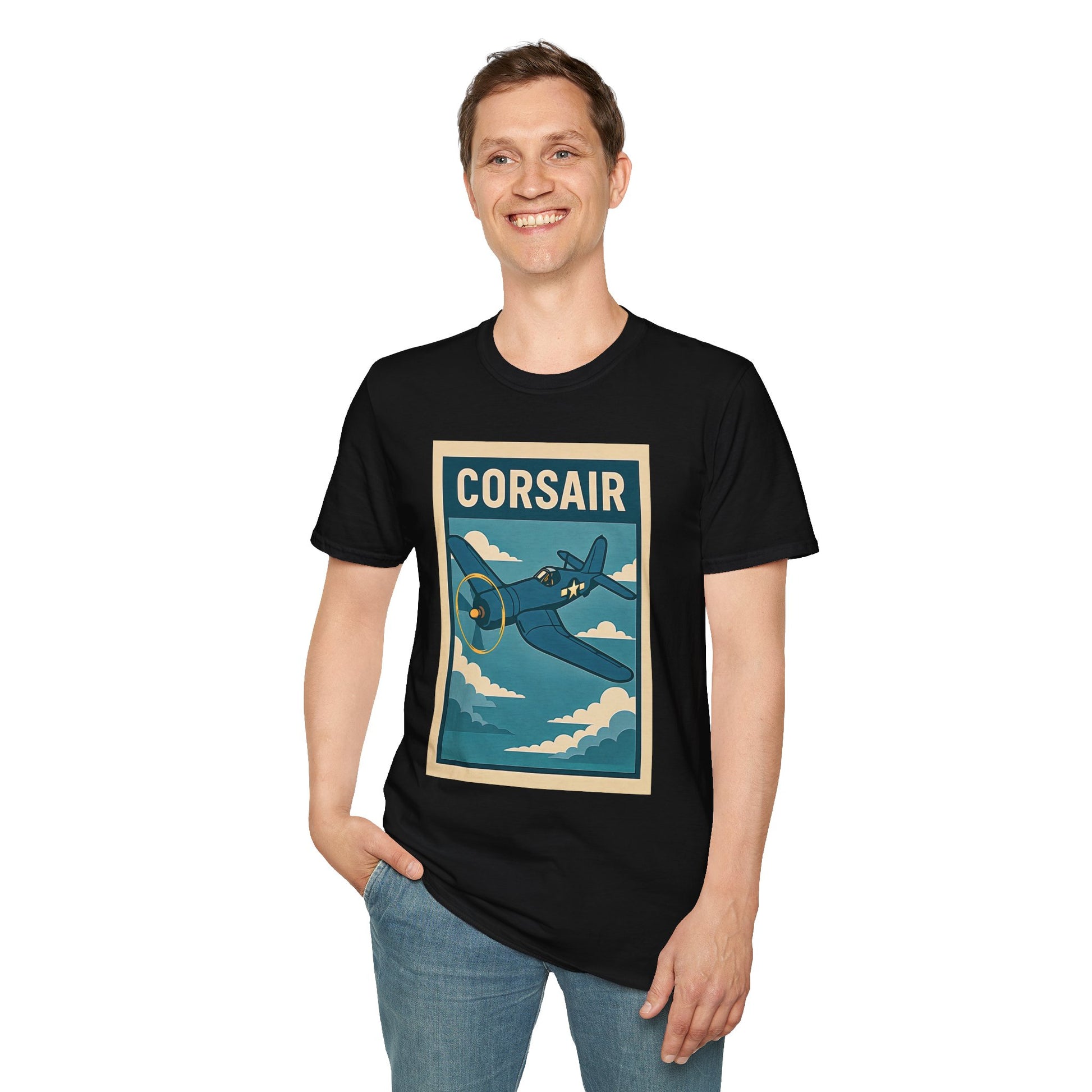F4U Corsair Premium T-Shirt – Bent-Wing Fighter Full Graphic WWII Aviation Tee - Pilot gifts - warbird t-shirt