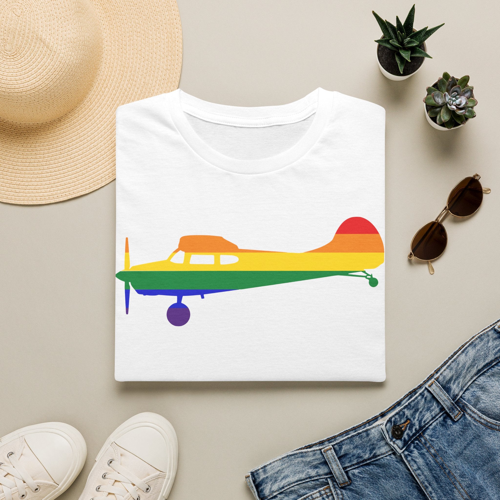 Cessna 170 Rainbow Pride Airplane Silhouette