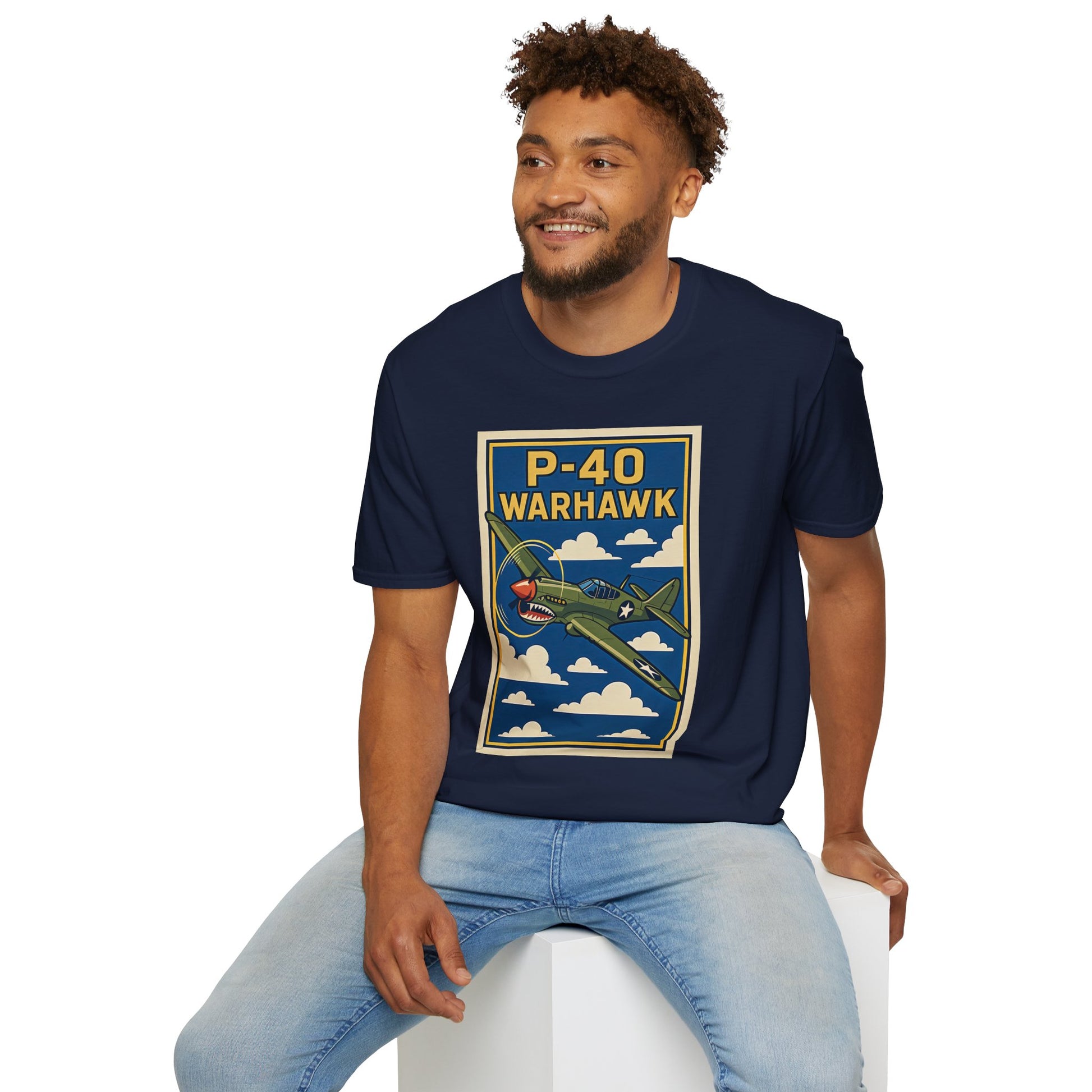 P-40 Premium T-Shirt – Iconic WWII Fighter Full Graphic Aviation Tee - Pilot gifts - warbird t-shirt