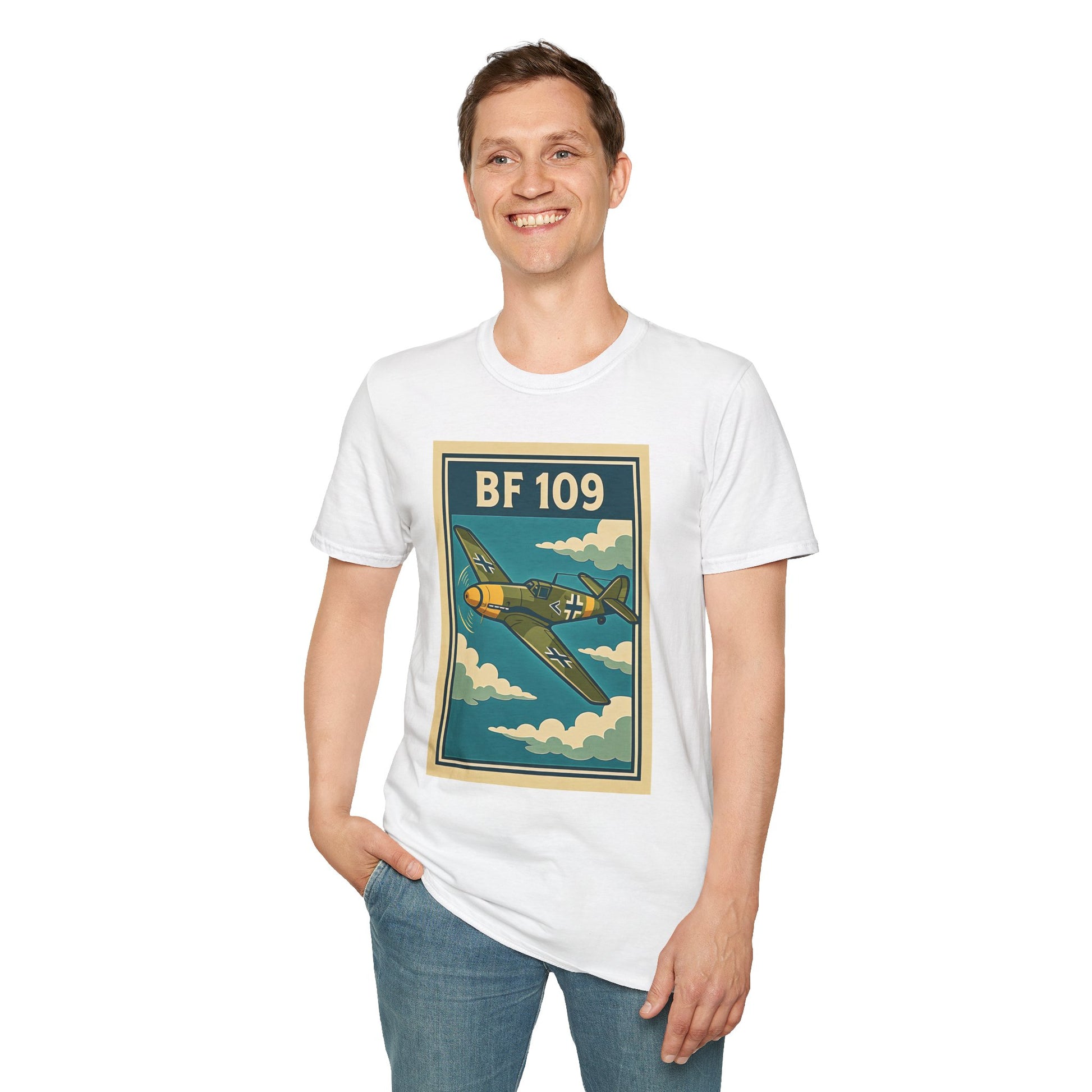 Bf 109 Premium T-Shirt – Iconic WWII Fighter Full Print Aviation Tee - Pilot gifts - warbird t-shirt