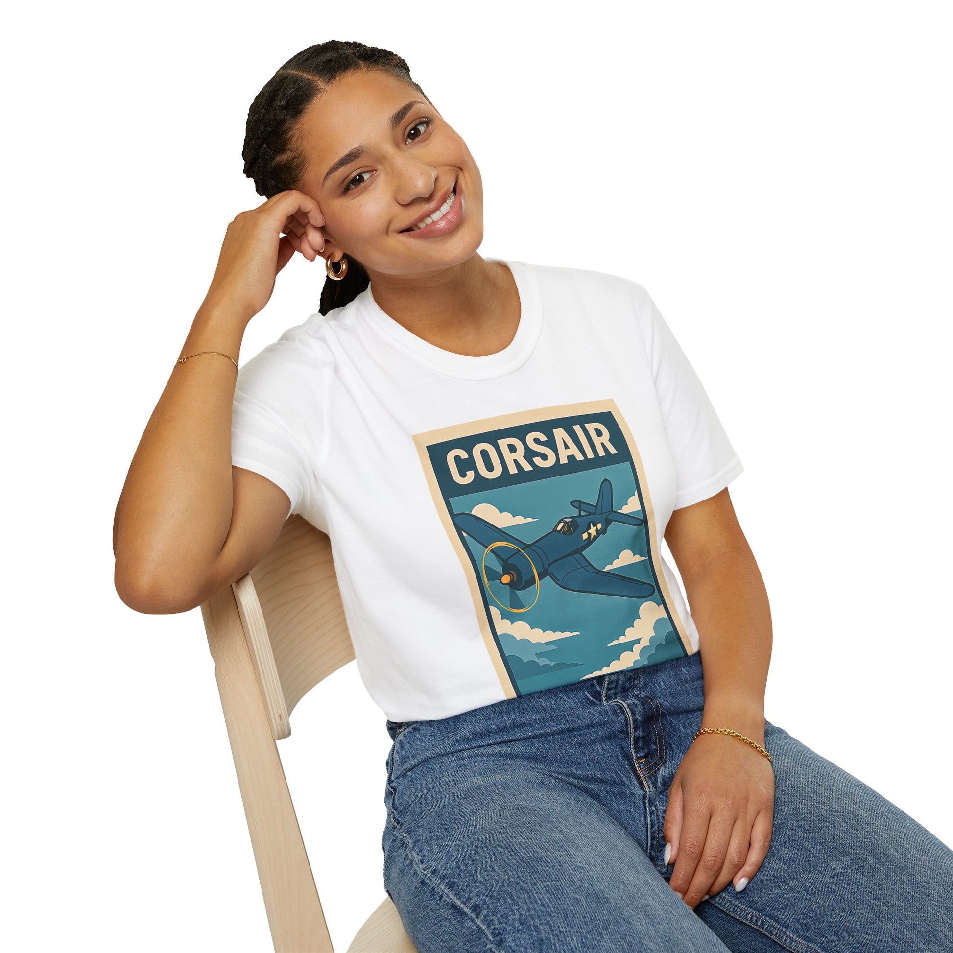 F4U Corsair Premium T-Shirt – Bent-Wing Fighter Full Graphic WWII Aviation Tee - Pilot gifts - warbird t-shirt