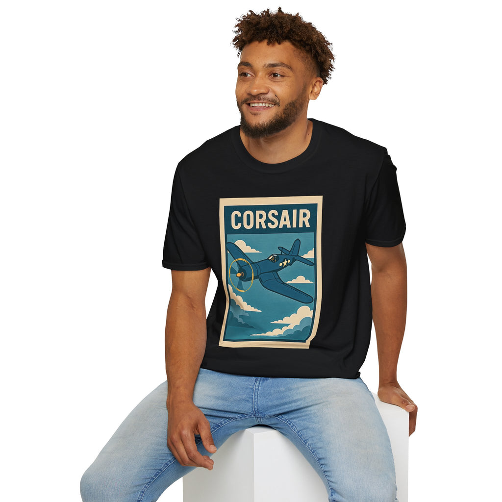 F4U Corsair Premium T-Shirt – Bent-Wing Fighter Full Graphic WWII Aviation Tee - Pilot gifts - warbird t-shirt