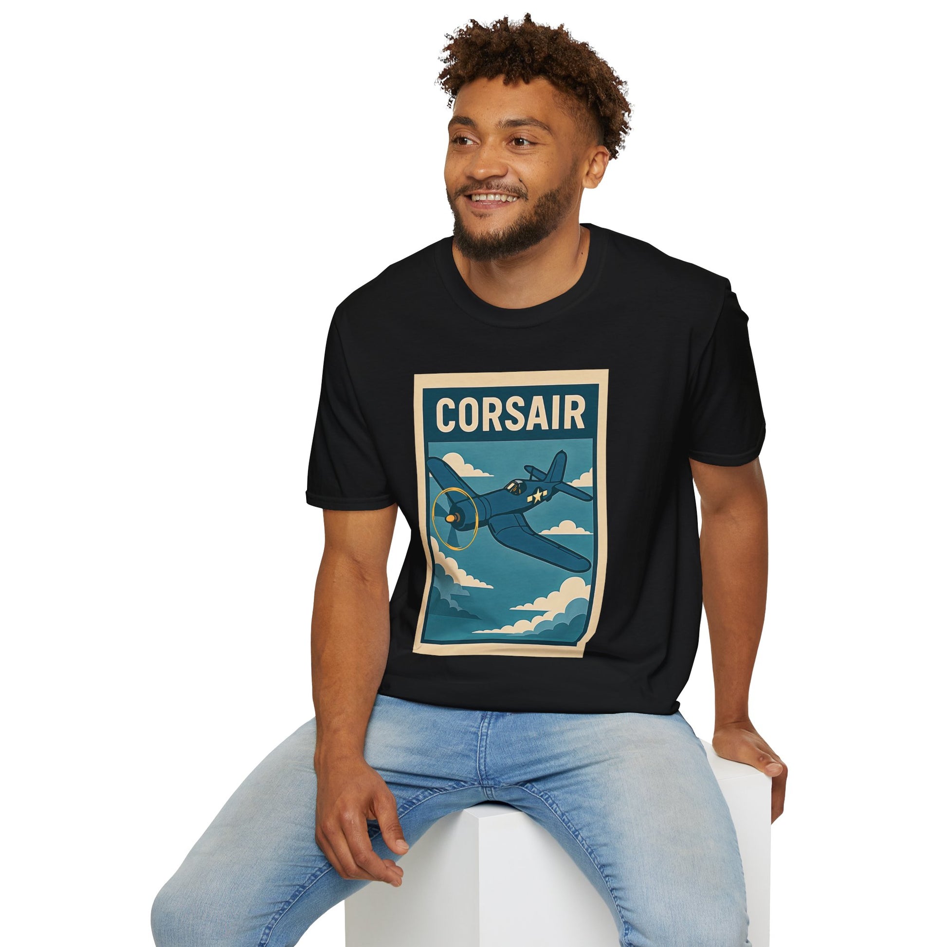 F4U Corsair Premium T-Shirt – Bent-Wing Fighter Full Graphic WWII Aviation Tee - Pilot gifts - warbird t-shirt