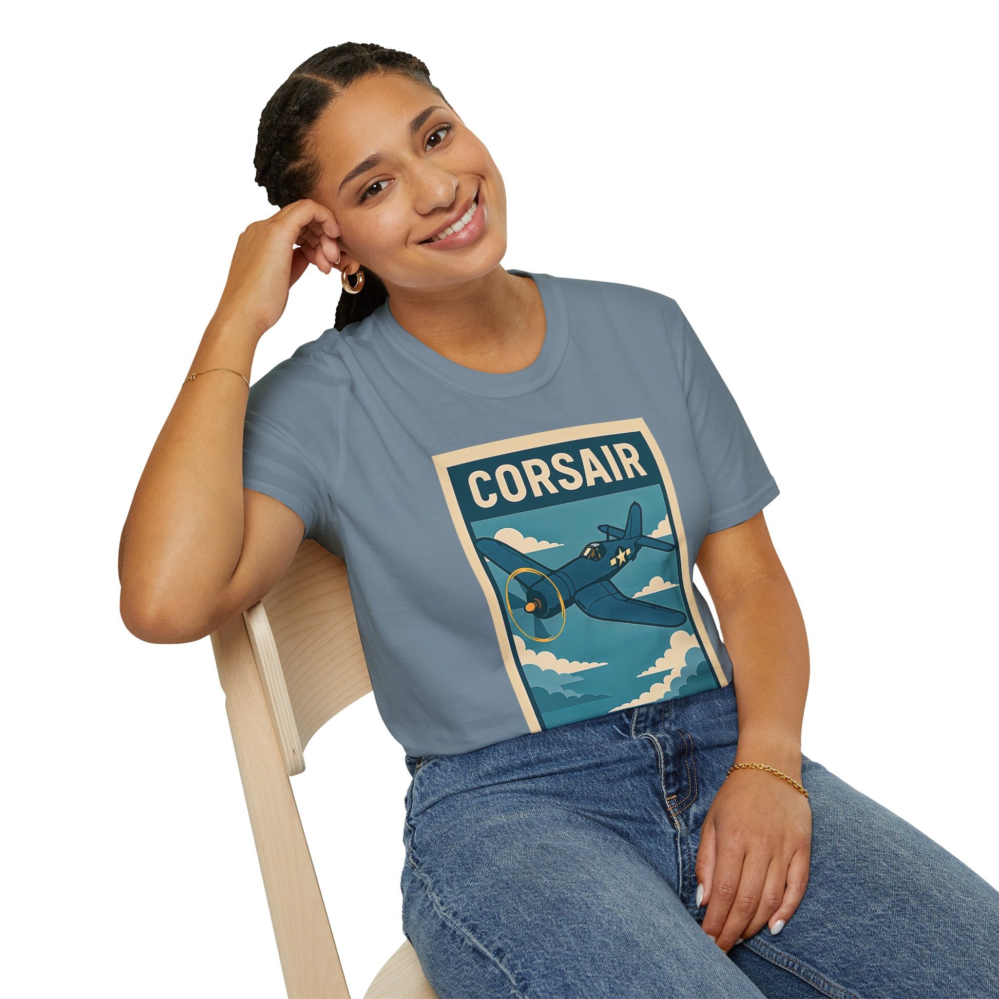 F4U Corsair Premium T-Shirt – Bent-Wing Fighter Full Graphic WWII Aviation Tee - Pilot gifts - warbird t-shirt