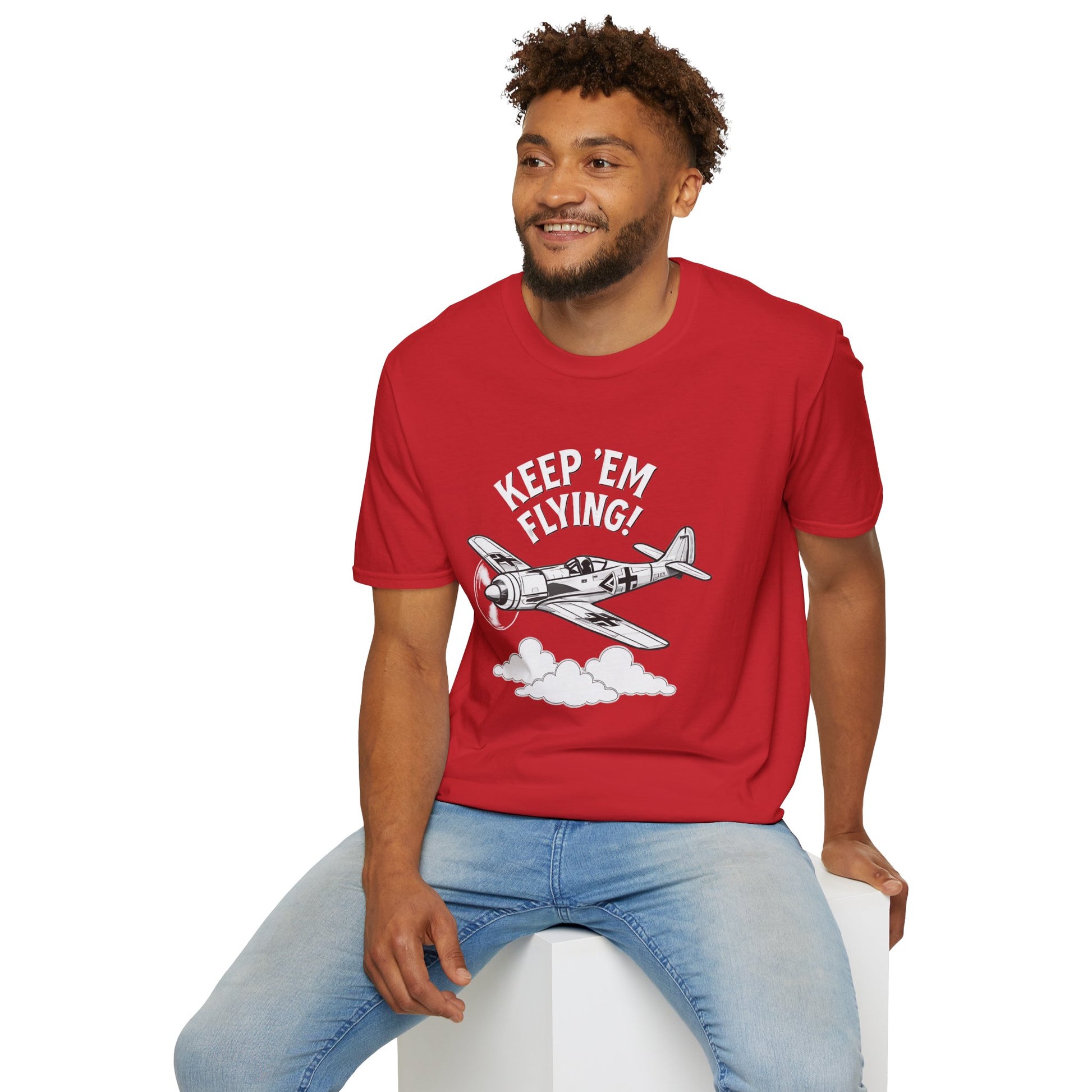 Fw 190 Premium T-Shirt – “Keep ’Em Flying!” WWII Fighter Graphic Tee - Pilot gifts - warbird t-shirt