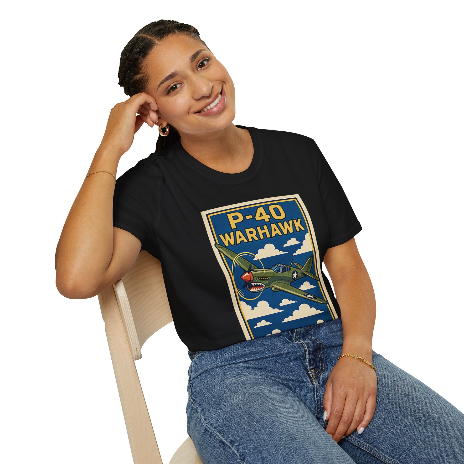 P-40 Premium T-Shirt – Iconic WWII Fighter Full Graphic Aviation Tee - Pilot gifts - warbird t-shirt