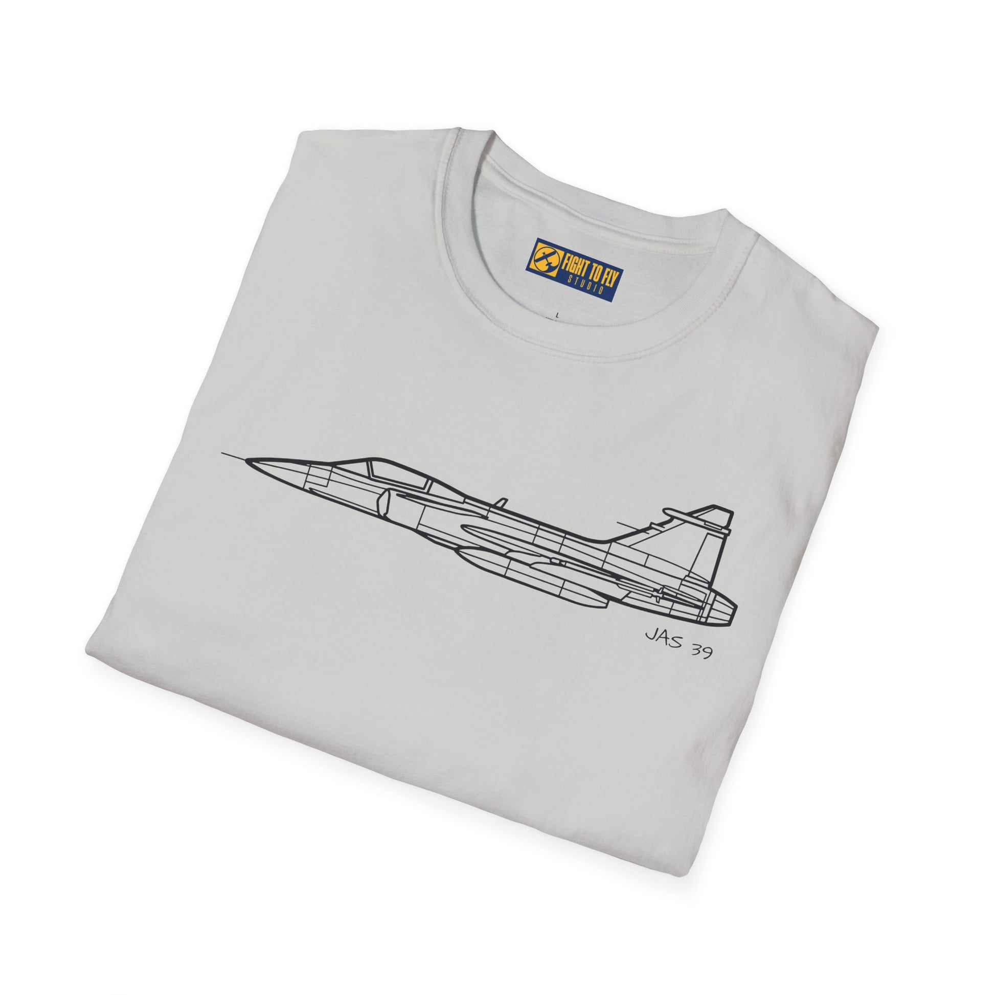 JAS 39 T-Shirt – JAS 39 Multirole Fighter Jet Side Profile Aviation Tee