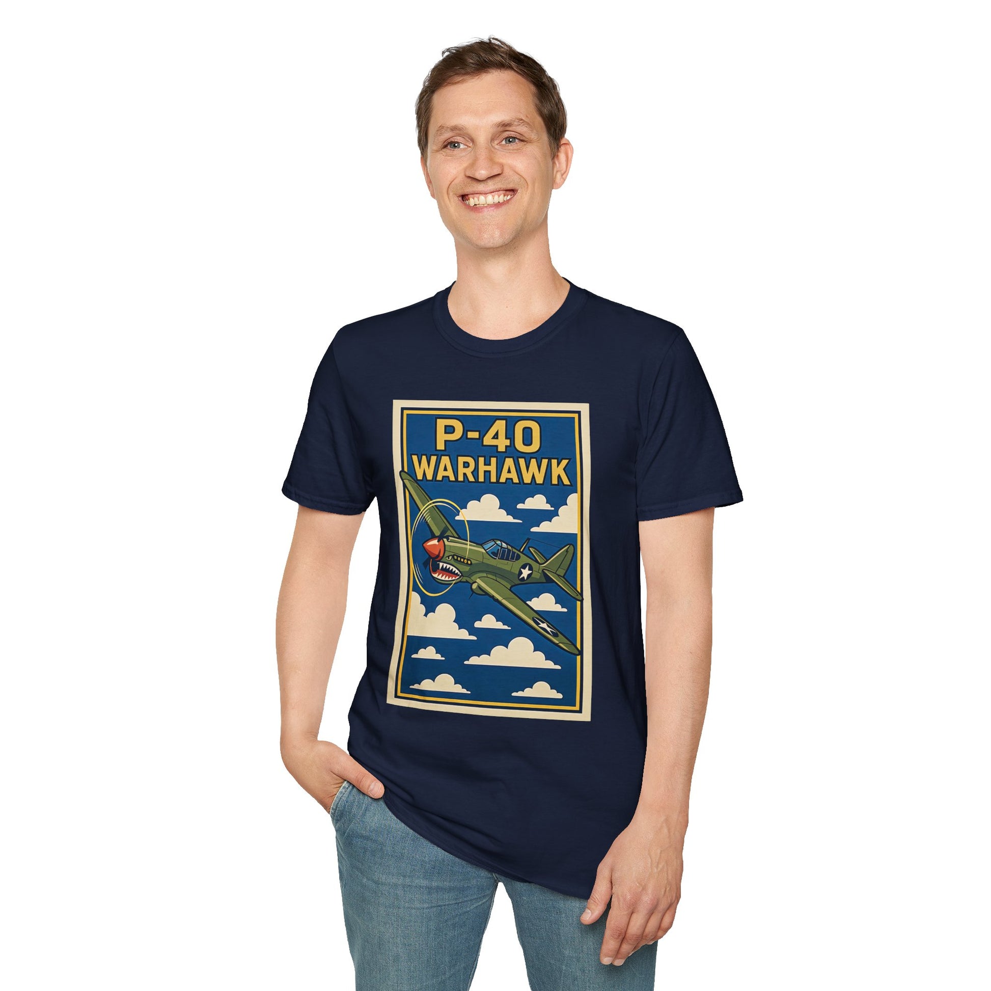 P-40 Premium T-Shirt – Iconic WWII Fighter Full Graphic Aviation Tee - Pilot gifts - warbird t-shirt