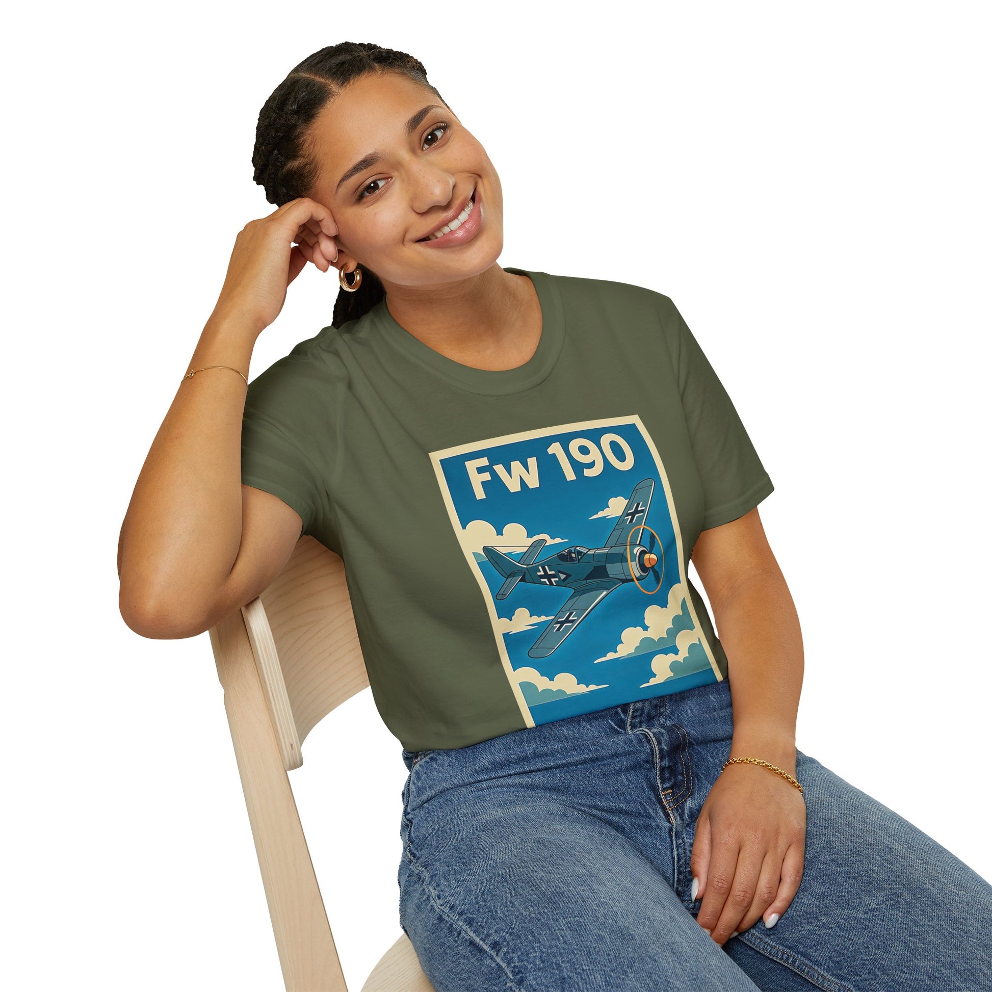 Fw 190 Premium T-Shirt – Focke-Wulf Fighter Full Graphic WWII Aviation Tee - Pilot gifts - warbird t-shirt