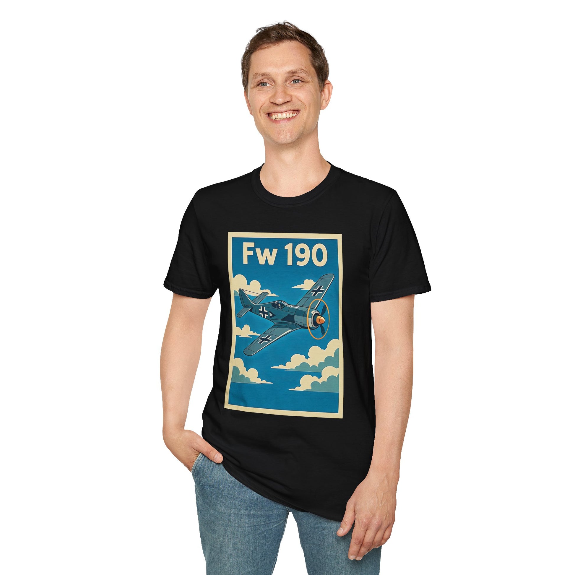 Fw 190 Premium T-Shirt – Focke-Wulf Fighter Full Graphic WWII Aviation Tee - Pilot gifts - warbird t-shirt