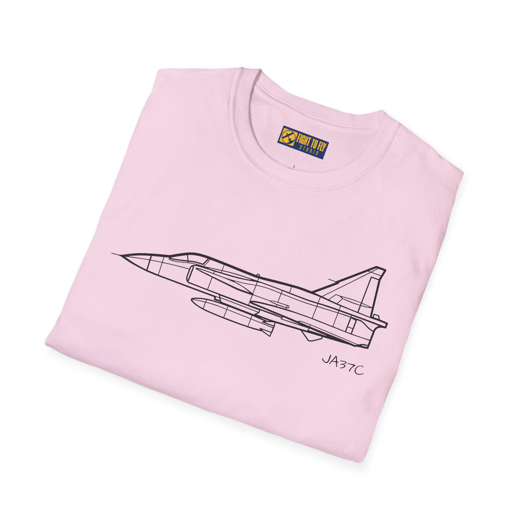 JA37C T-Shirt – JA37C Cold War Fighter Jet Side Profile Aviation Tee