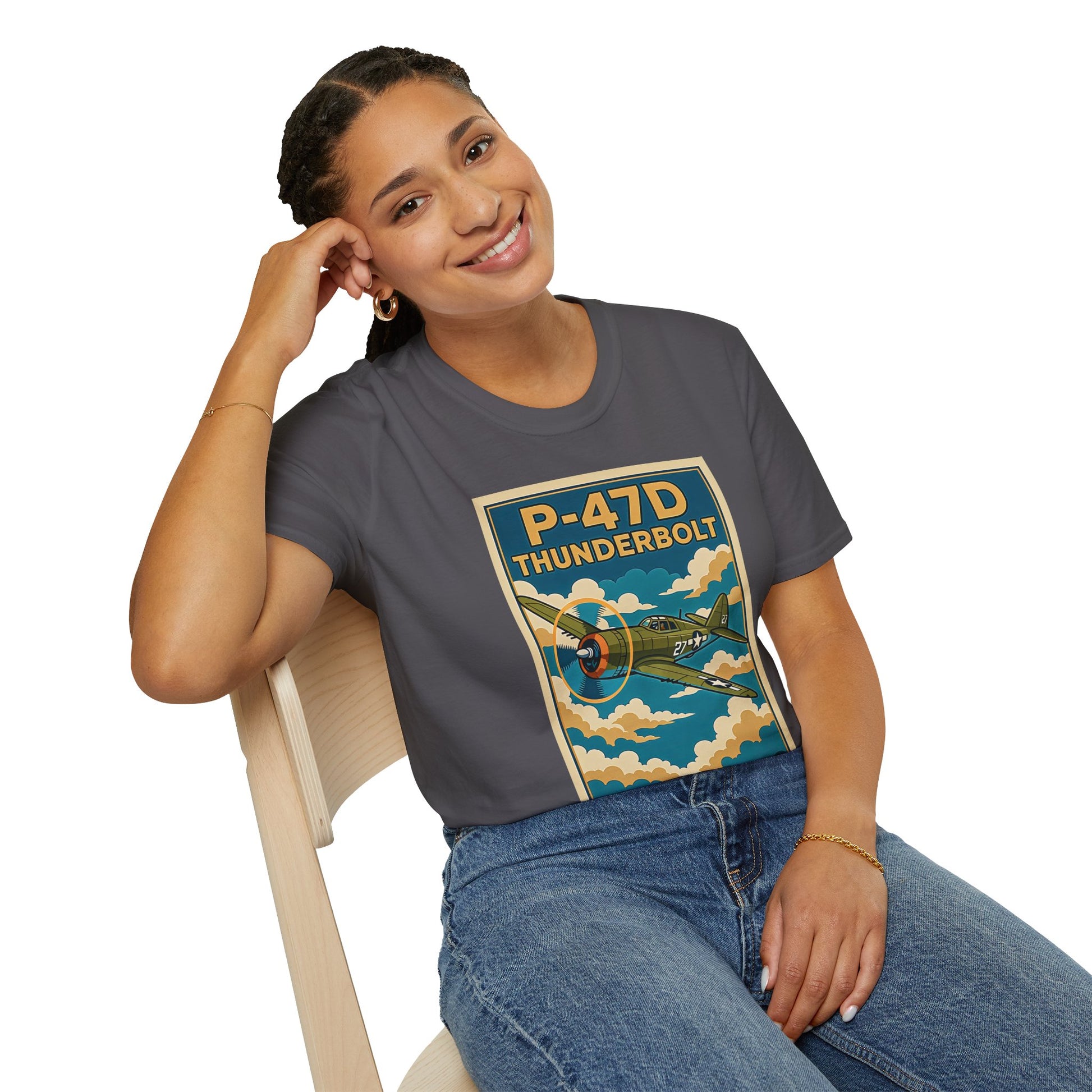 P-47D Premium T-Shirt – Thunderbolt WWII Fighter Full Graphic Aviation Tee - Pilot gifts - warbird t-shirt