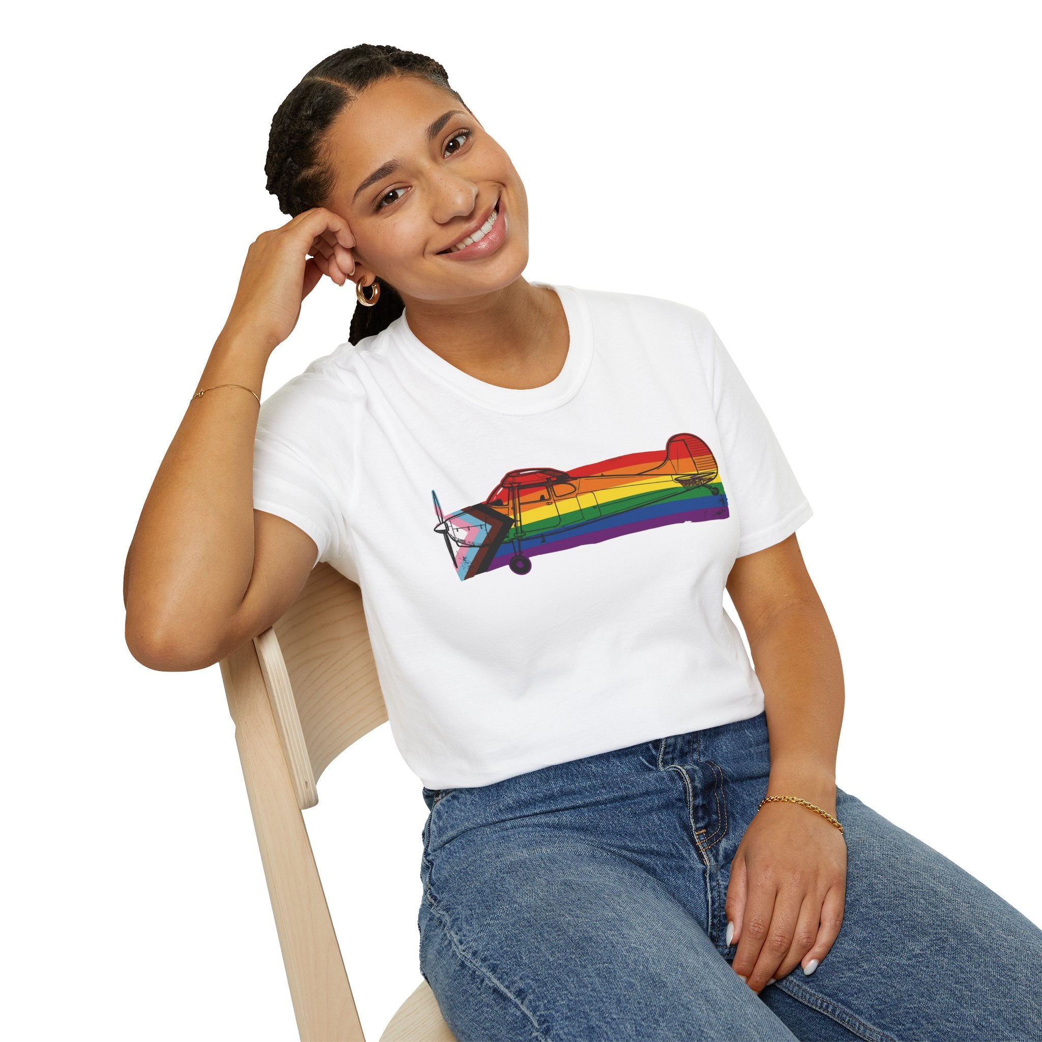 Title Cessna 170 Progress Pride Vintage Airplane Ribbo T-Shirt
