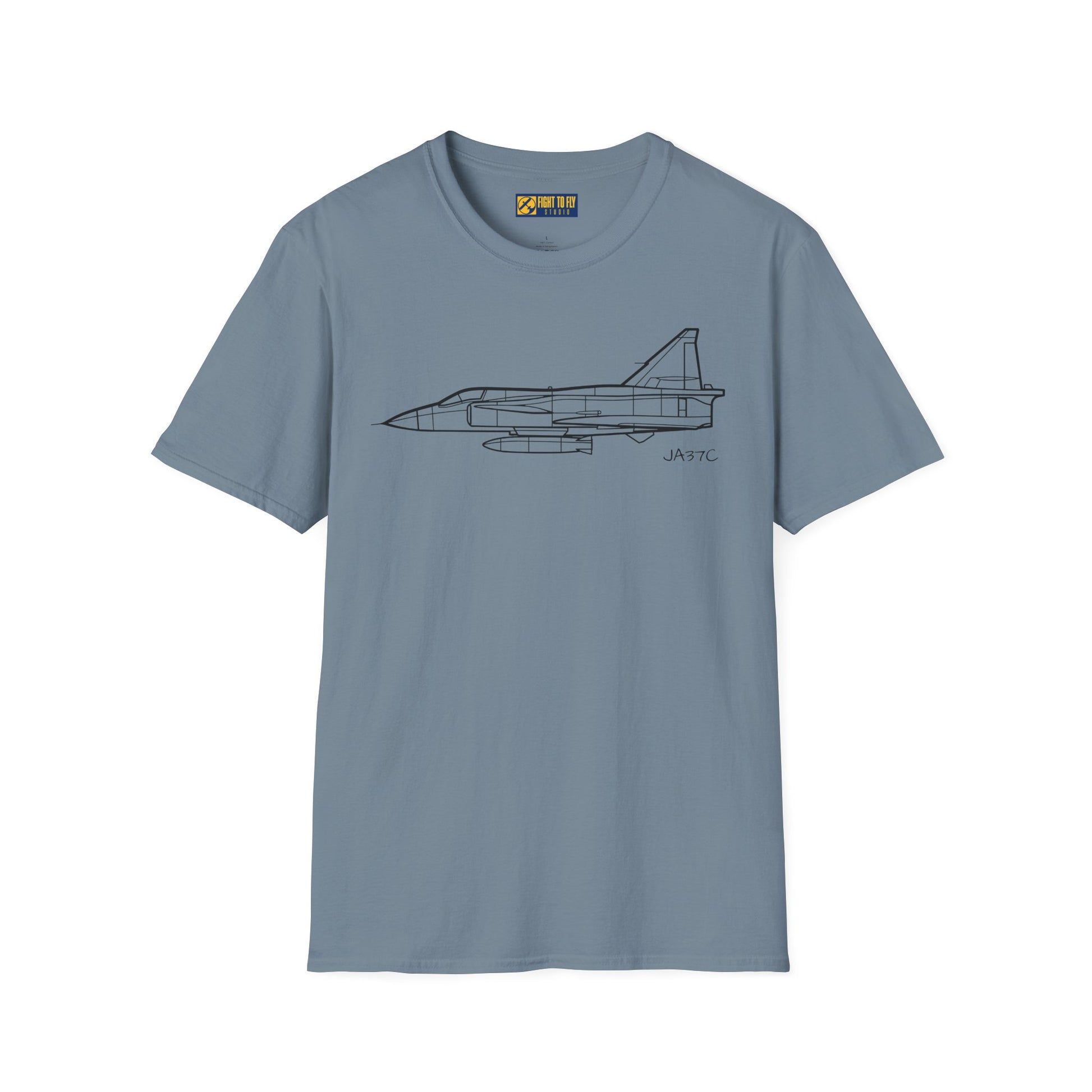 JA37C T-Shirt – JA37C Cold War Fighter Jet Side Profile Aviation Tee