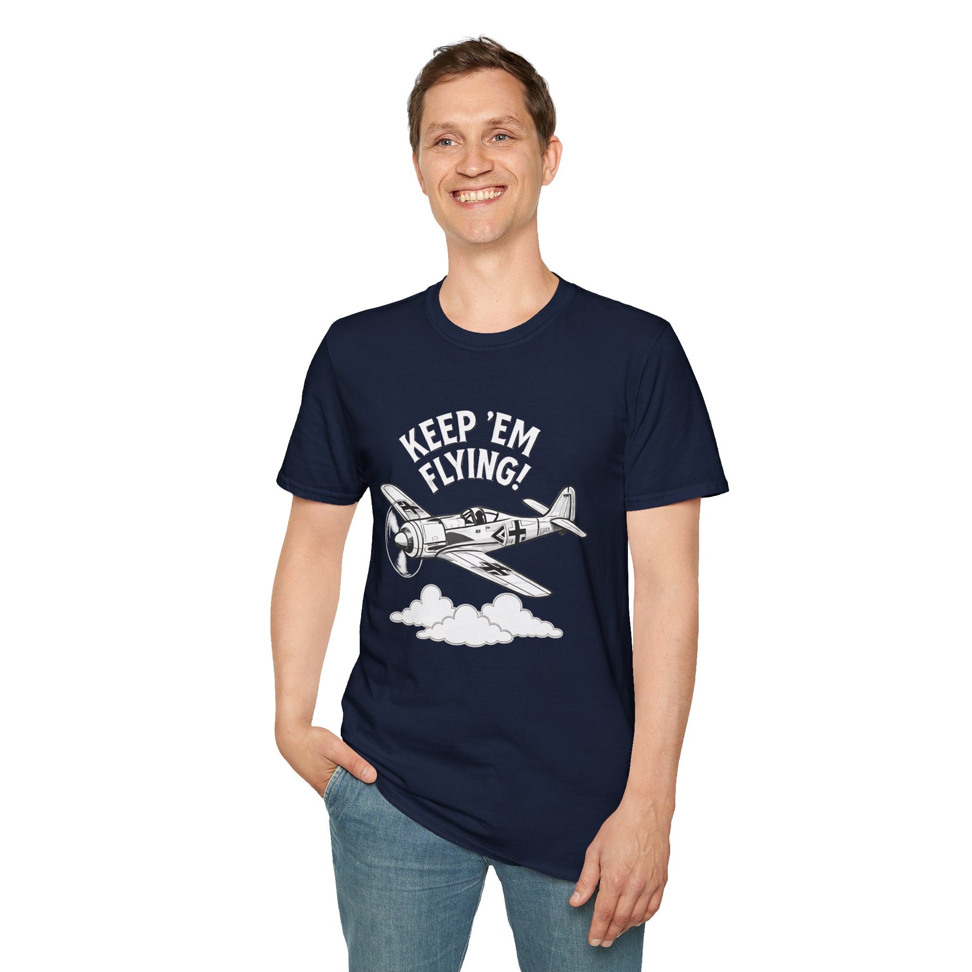 Fw 190 Premium T-Shirt – “Keep ’Em Flying!” WWII Fighter Graphic Tee - Pilot gifts - warbird t-shirt