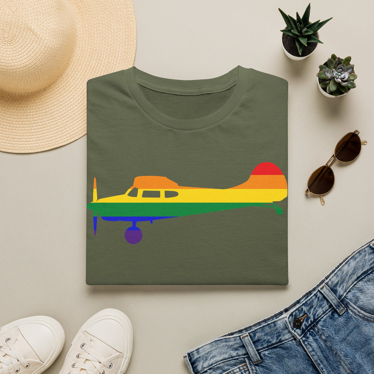 Cessna 170 Rainbow Pride Airplane Silhouette