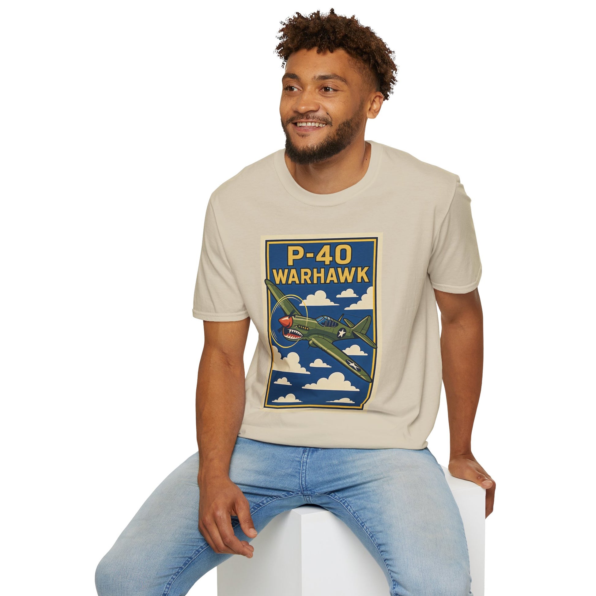 P-40 Premium T-Shirt – Iconic WWII Fighter Full Graphic Aviation Tee - Pilot gifts - warbird t-shirt