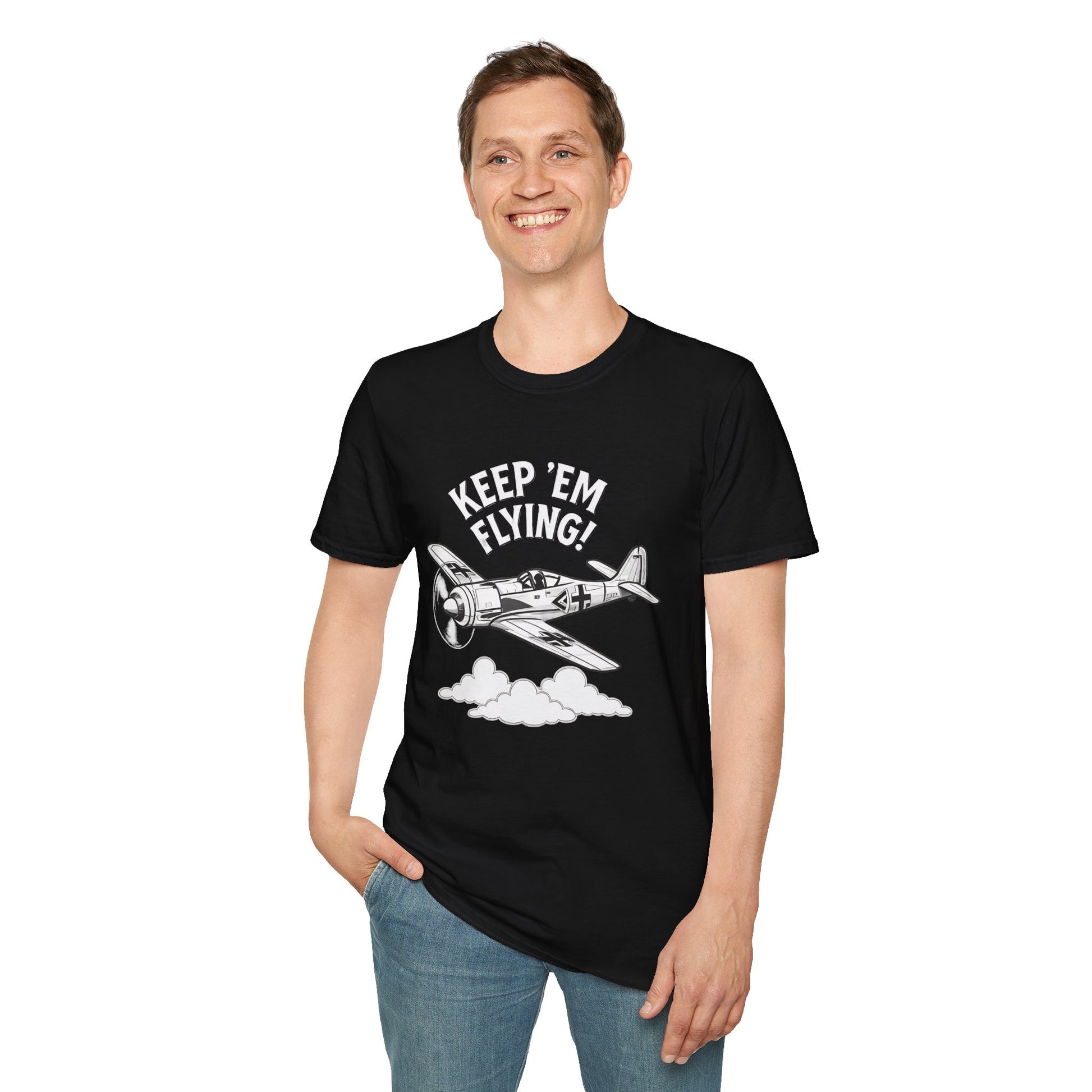 Fw 190 Premium T-Shirt – “Keep ’Em Flying!” WWII Fighter Graphic Tee - Pilot gifts - warbird t-shirt