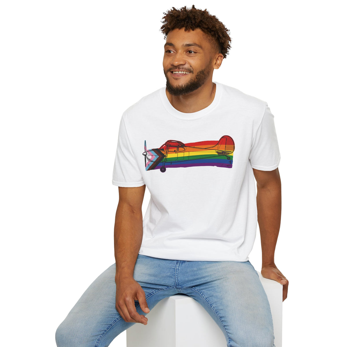 Title Cessna 170 Progress Pride Vintage Airplane Ribbo T-Shirt