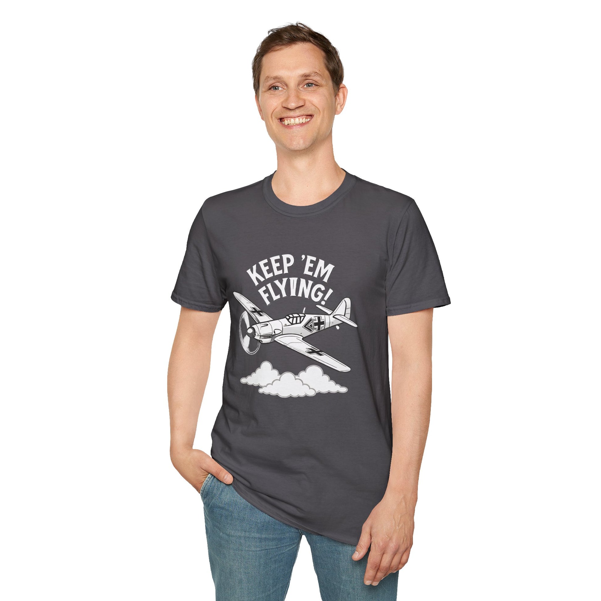 Bf 109 Premium T-Shirt – “Keep ’Em Flying!” WWII Fighter Graphic Tee - Pilot gifts - warbird t-shirt