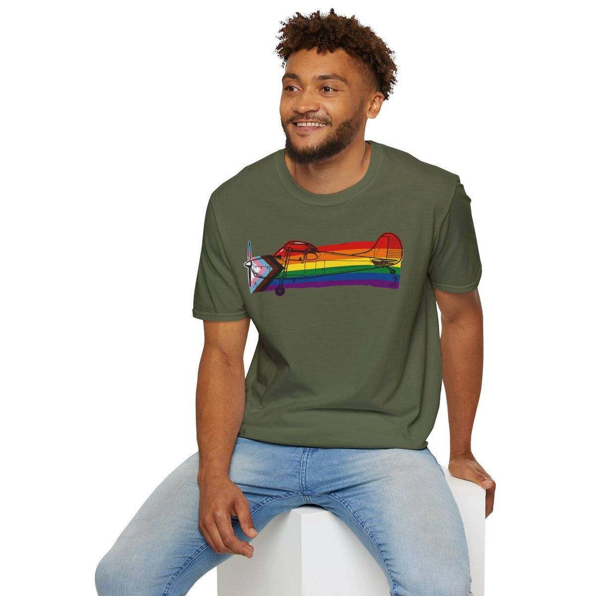 Title Cessna 170 Progress Pride Vintage Airplane Ribbo T-Shirt