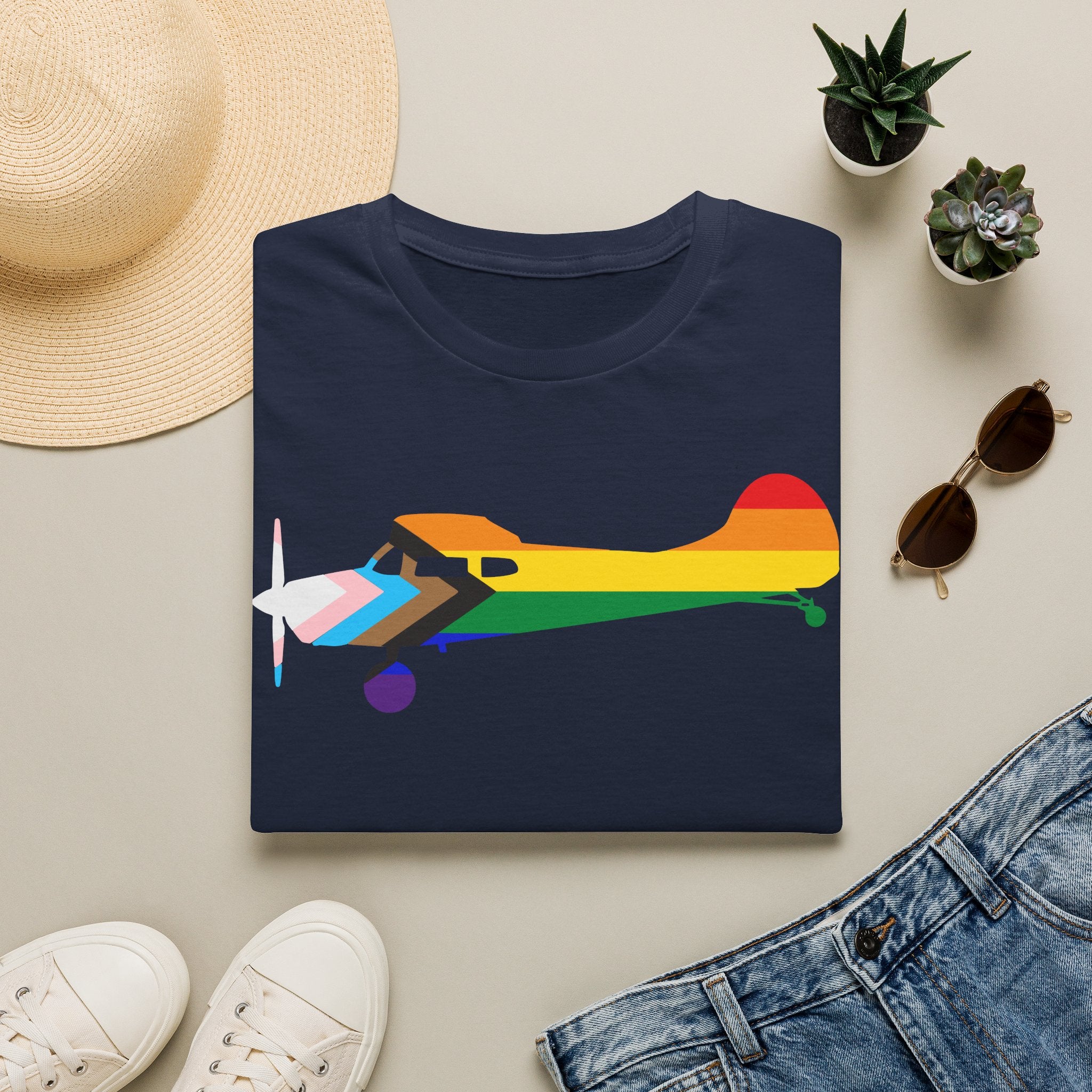 Cessna 170 Progress Pride Airplane Silhouette T-Shirt