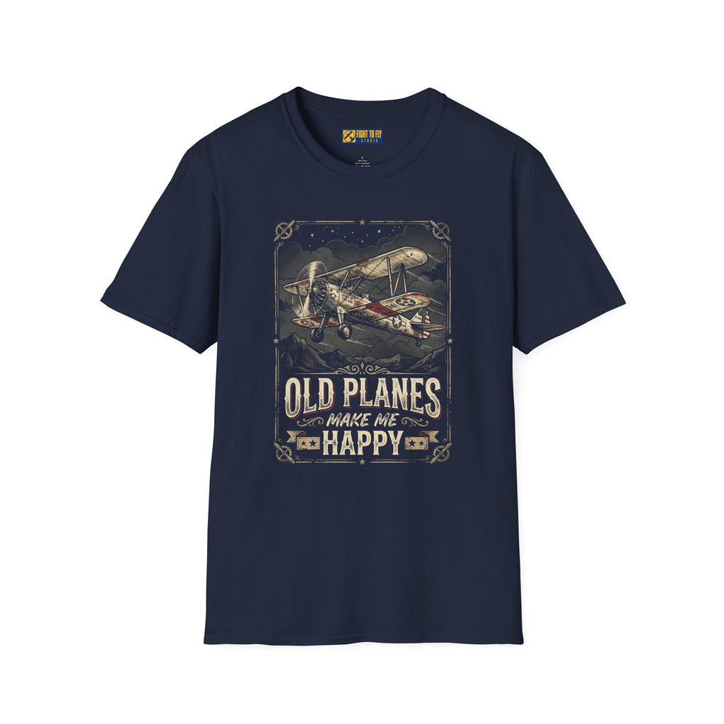Old Planes Make Me Happy Vintage Biplane Tee