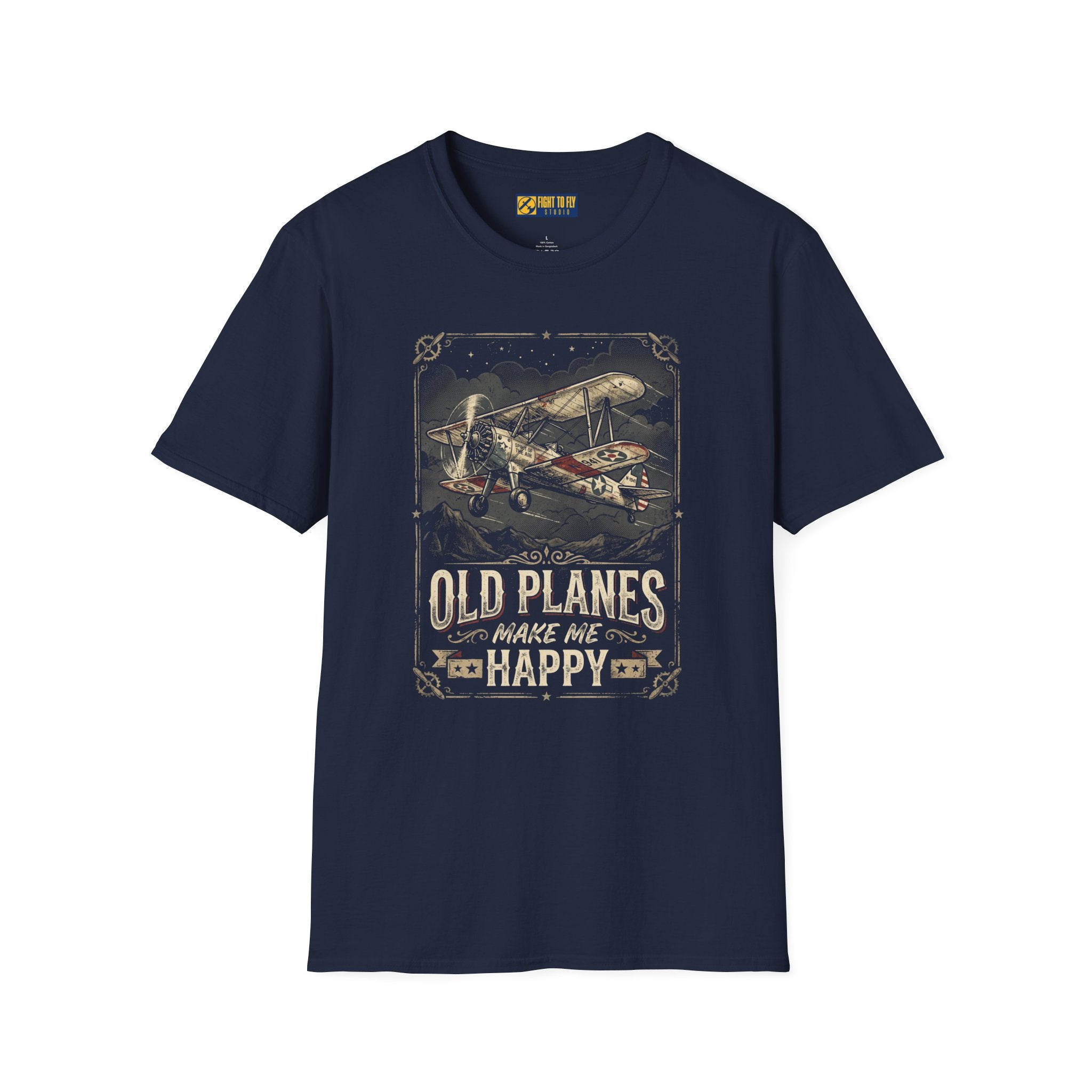 Old Planes Make Me Happy Vintage Biplane Tee