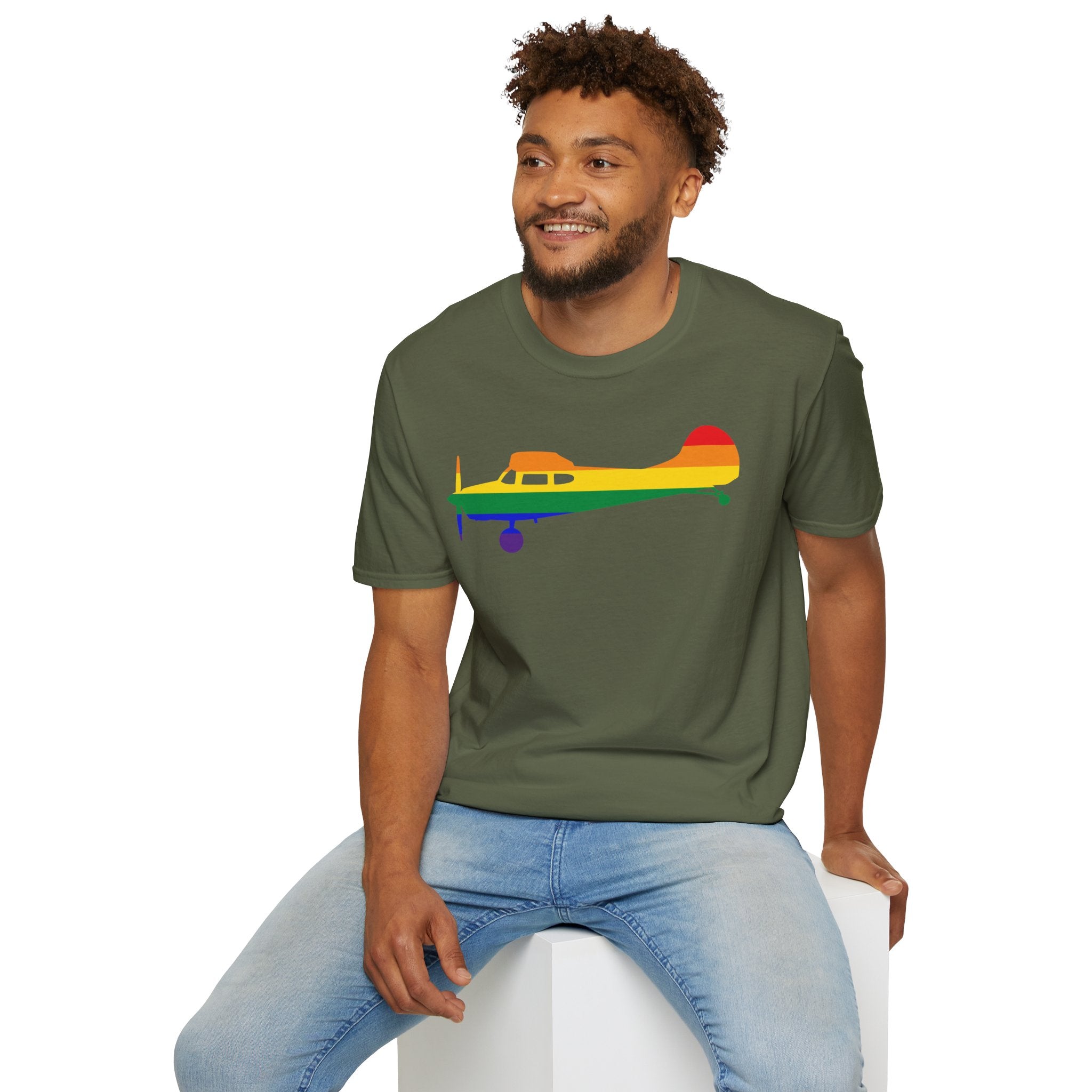 Cessna 170 Rainbow Pride Airplane Silhouette