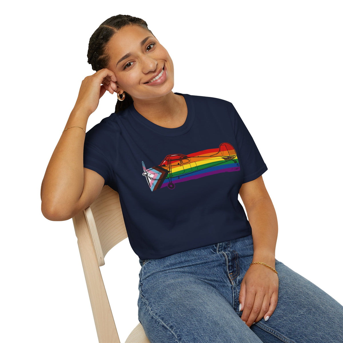 Title Cessna 170 Progress Pride Vintage Airplane Ribbo T-Shirt