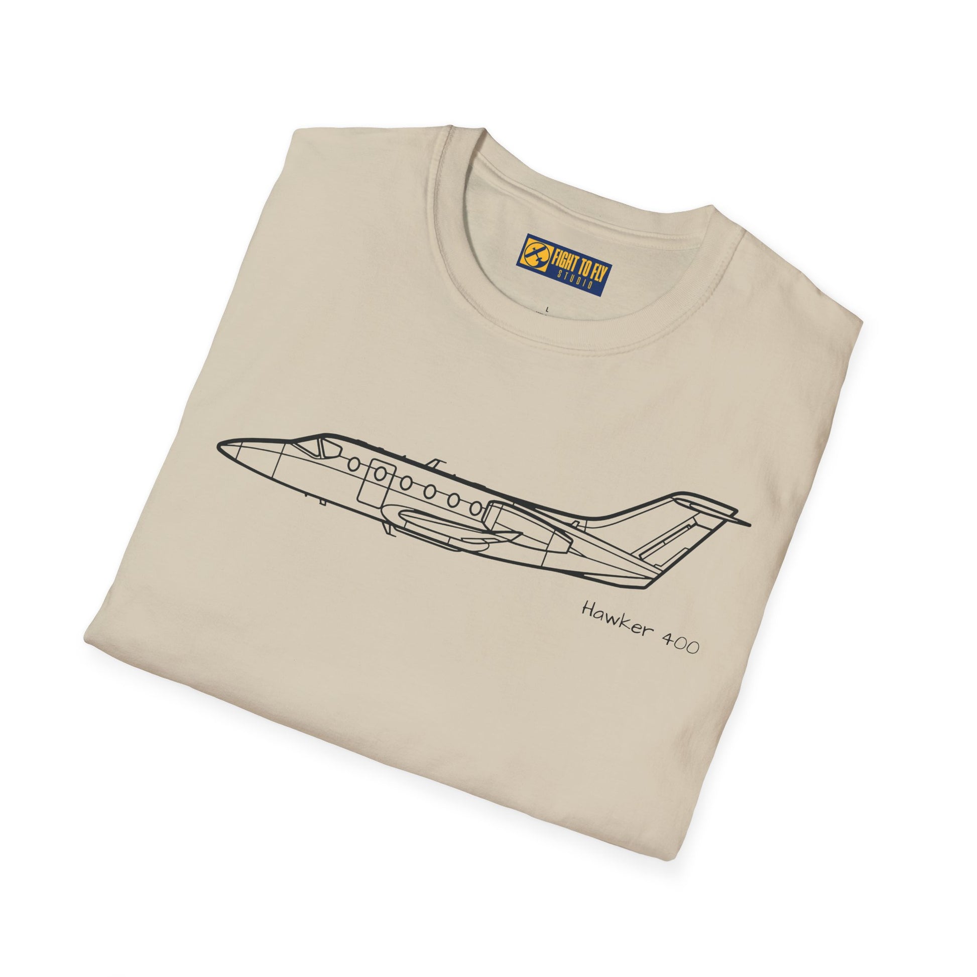 Hawker 400 T-Shirt – Hawker 400 Light Business Jet Side Profile Aviation Tee